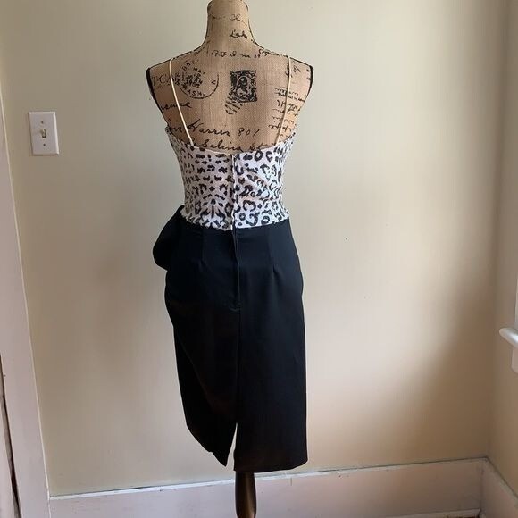 Nadine half wrap black white print dress 5 with bow at waist