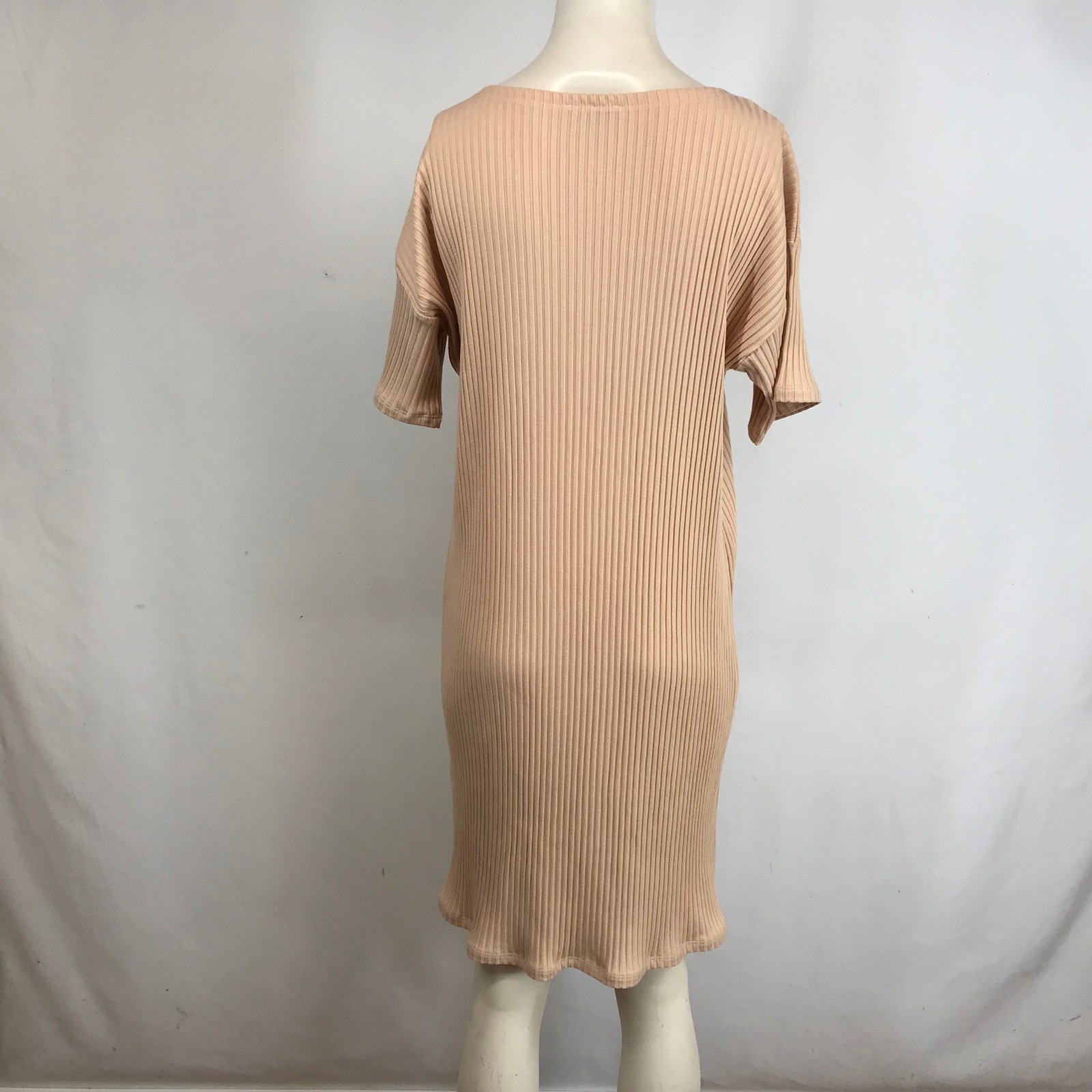 EILEEN FISHER Ribbed Knit Tencel Lyocell Spandex Midi Dress Peach Size S