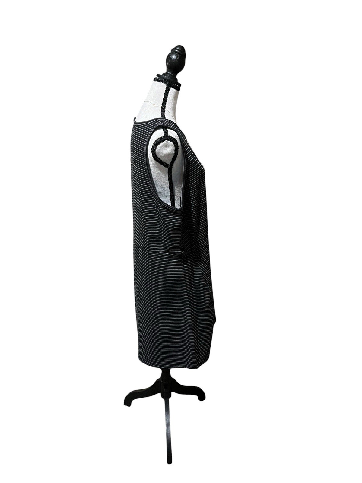 Hi-Tec Two-Tone Ottoman Sleeveless Dress Black Gray Stripe Stretch Size L NWT