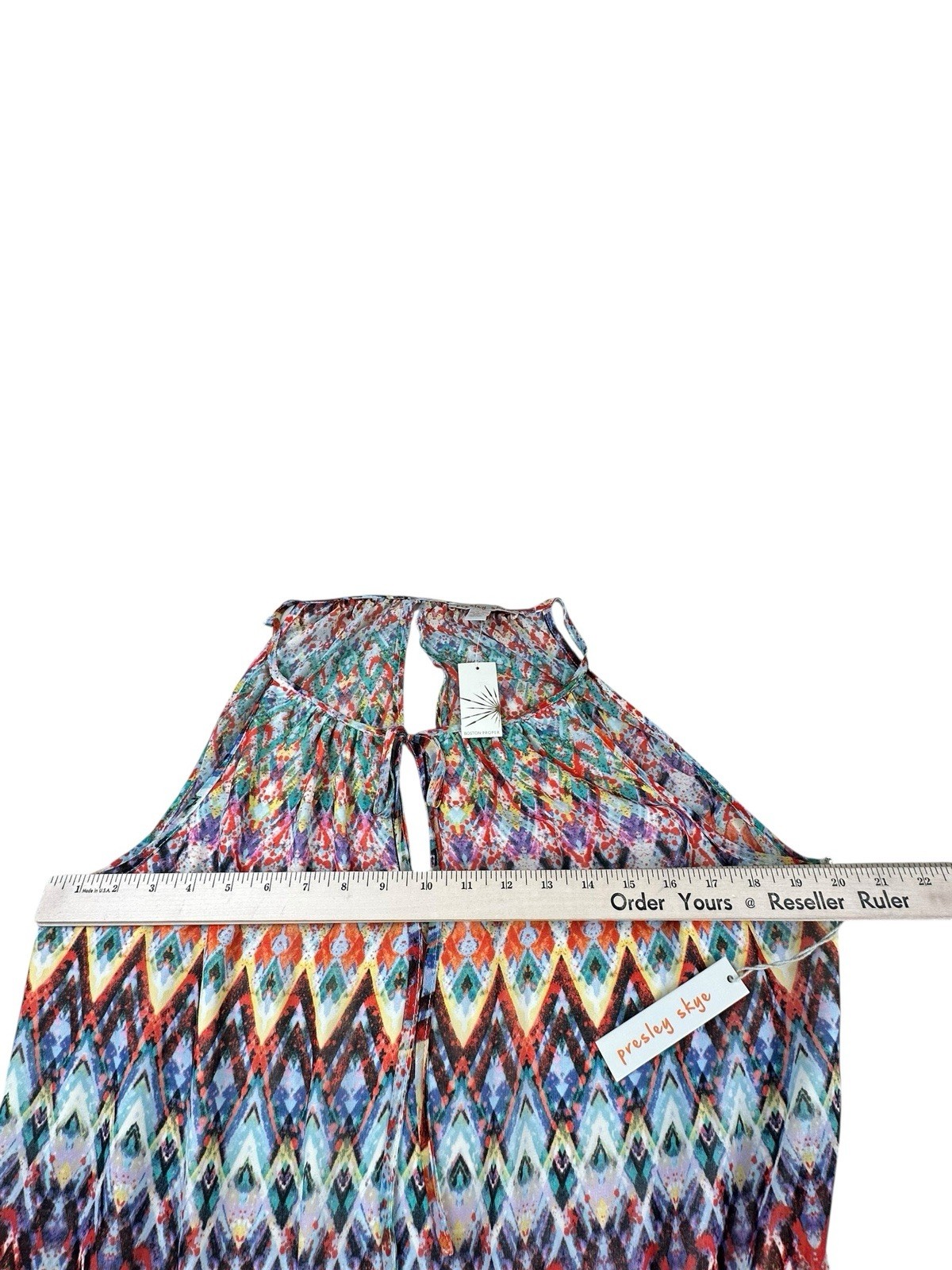 Presley Skye Multicolor Silk Sleeveless Blouson Dress Boho Resort Party Sz XL