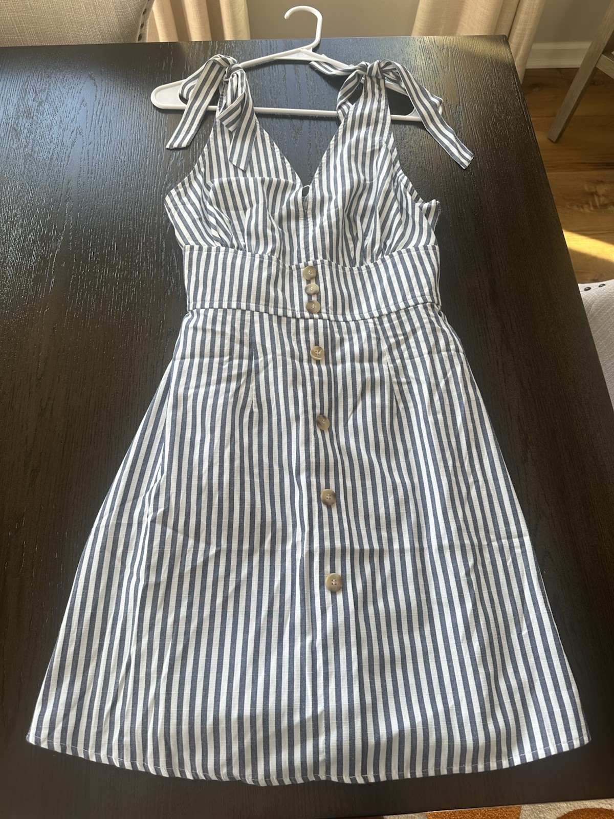NEW CUPSHE Funny Story Striped Mini Dress | Size Medium | Navy/White