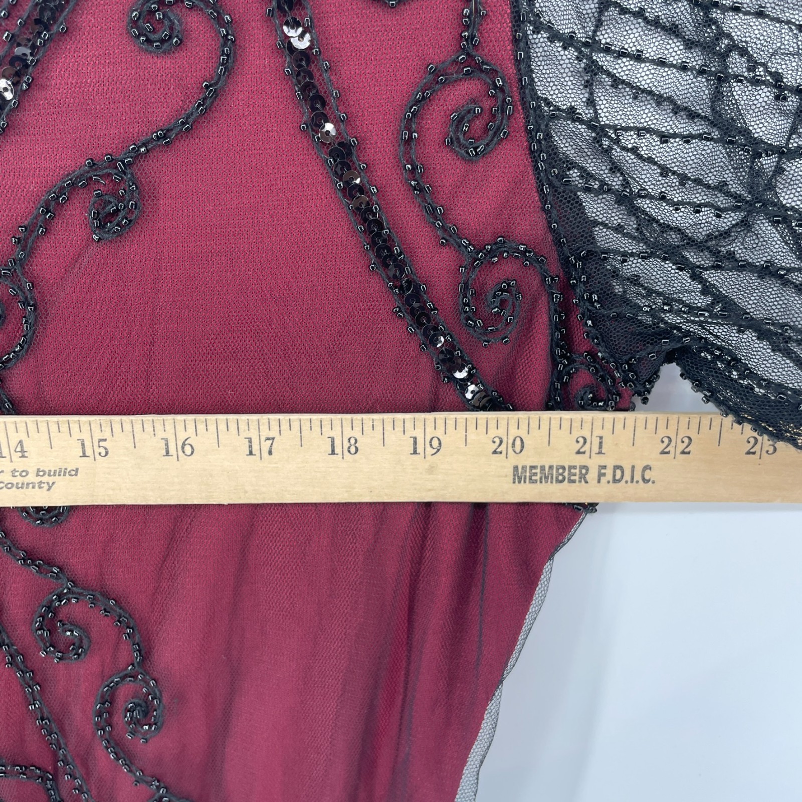 Women Flapper Fringed Beaded Burgundy Dress Plus 3X Costume Gatsby Roaring 20’s