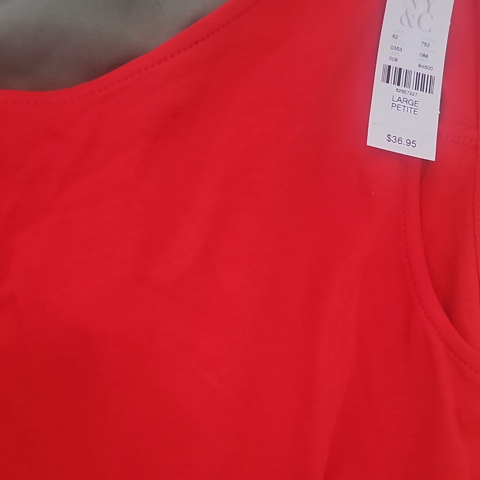 NY&C Red 100% Cotton Fit & Flare V-Neck Sleeveless Tie Dress Petite L
