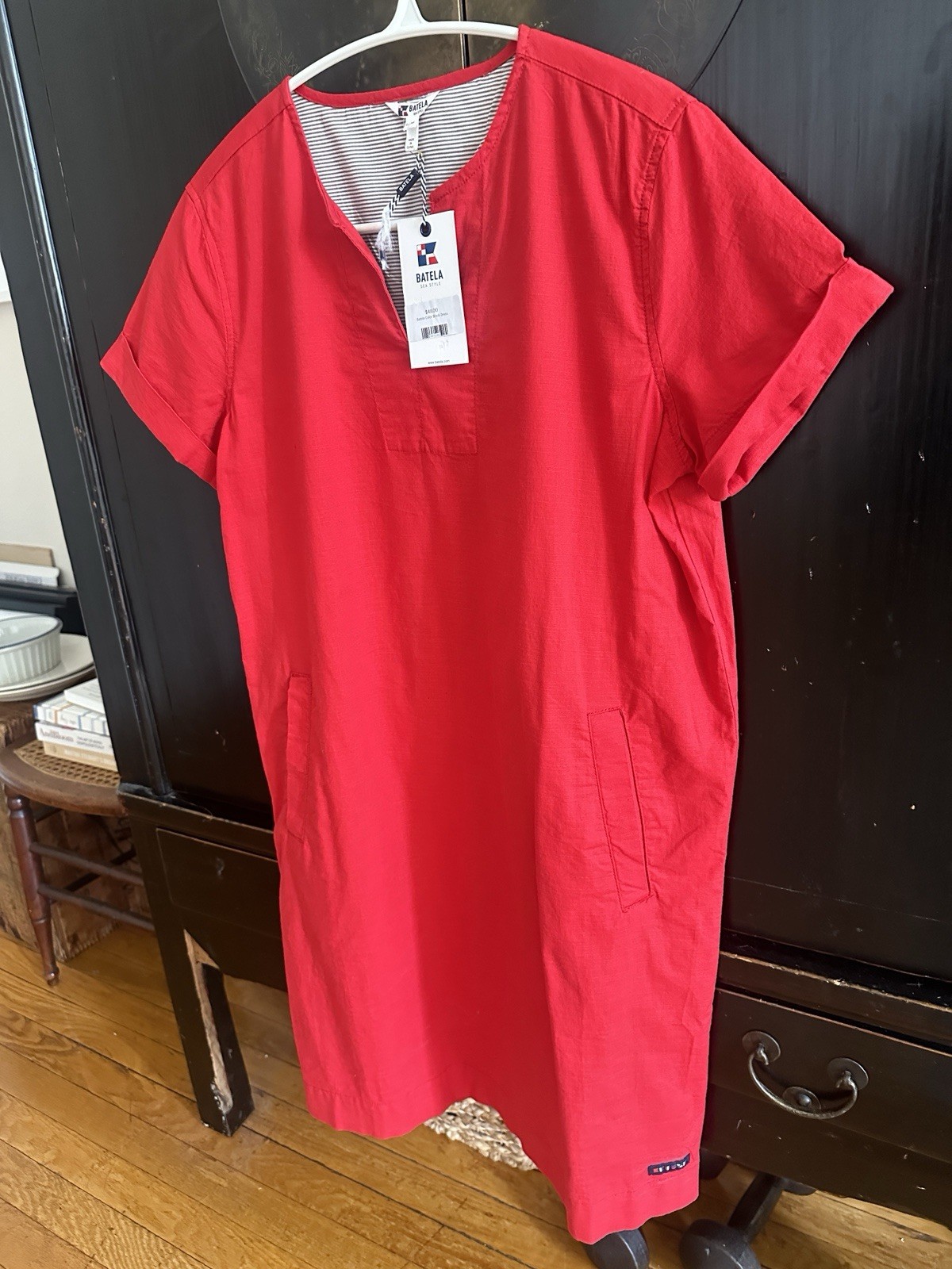 Batela NWT Red Short Sleeve Shift Tunic Dress Women’s Size 4 Sm Nautical Coastal