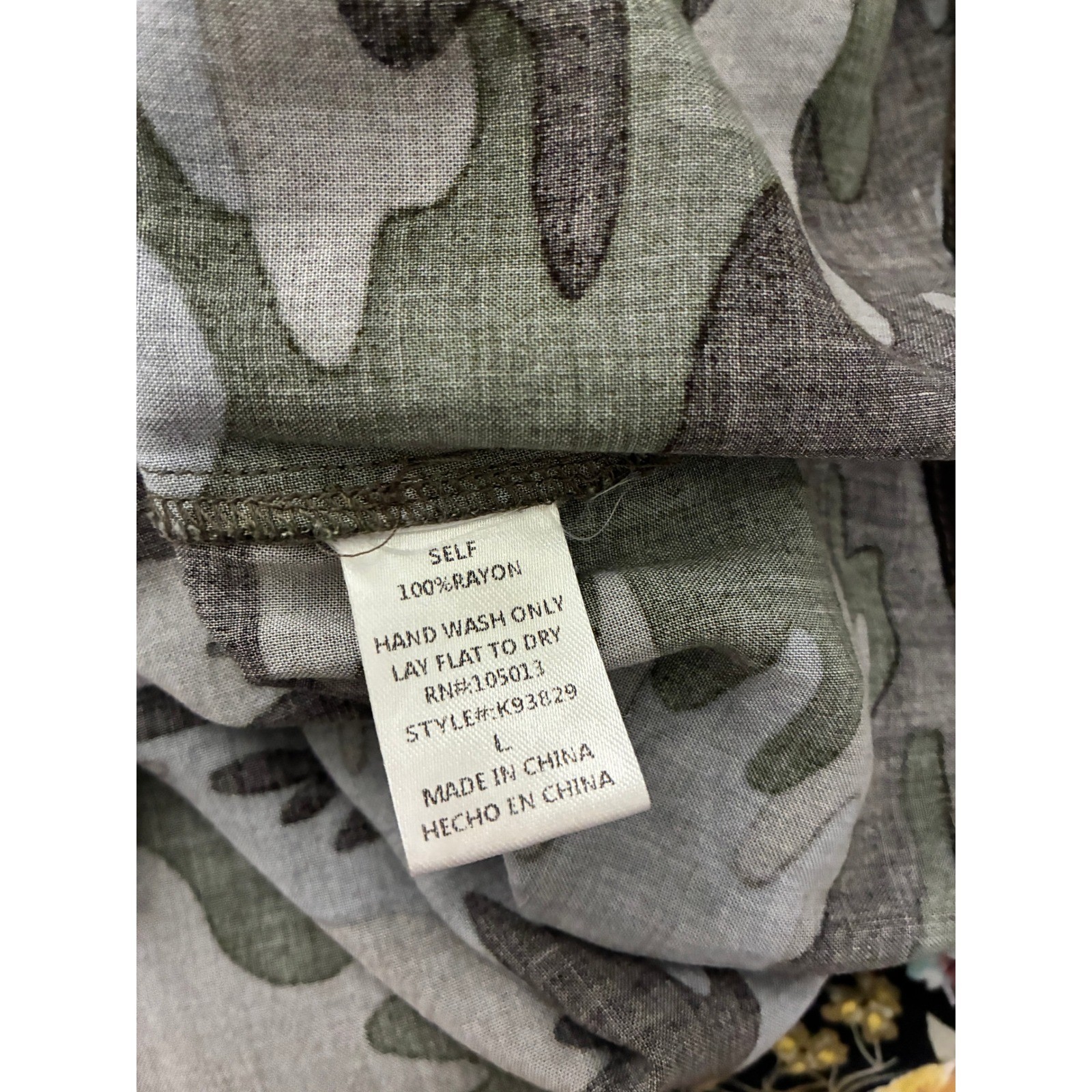 Savanna Jane Camo Embroidered Lace Up Tunic Dress Large Green Floral Boho K93829