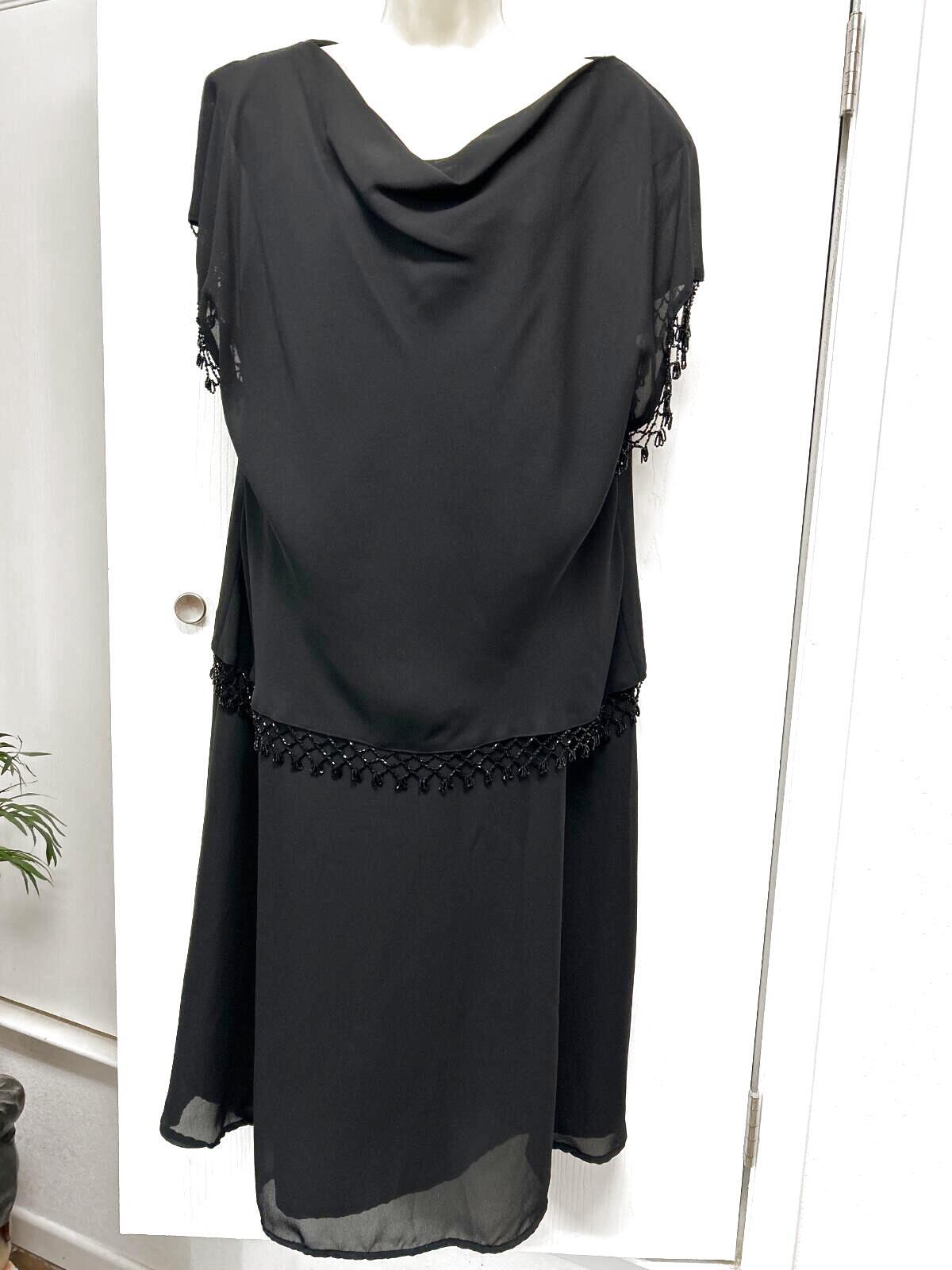 ALEX EVENINGS Dress Size 16 black beaded layered Longer Length