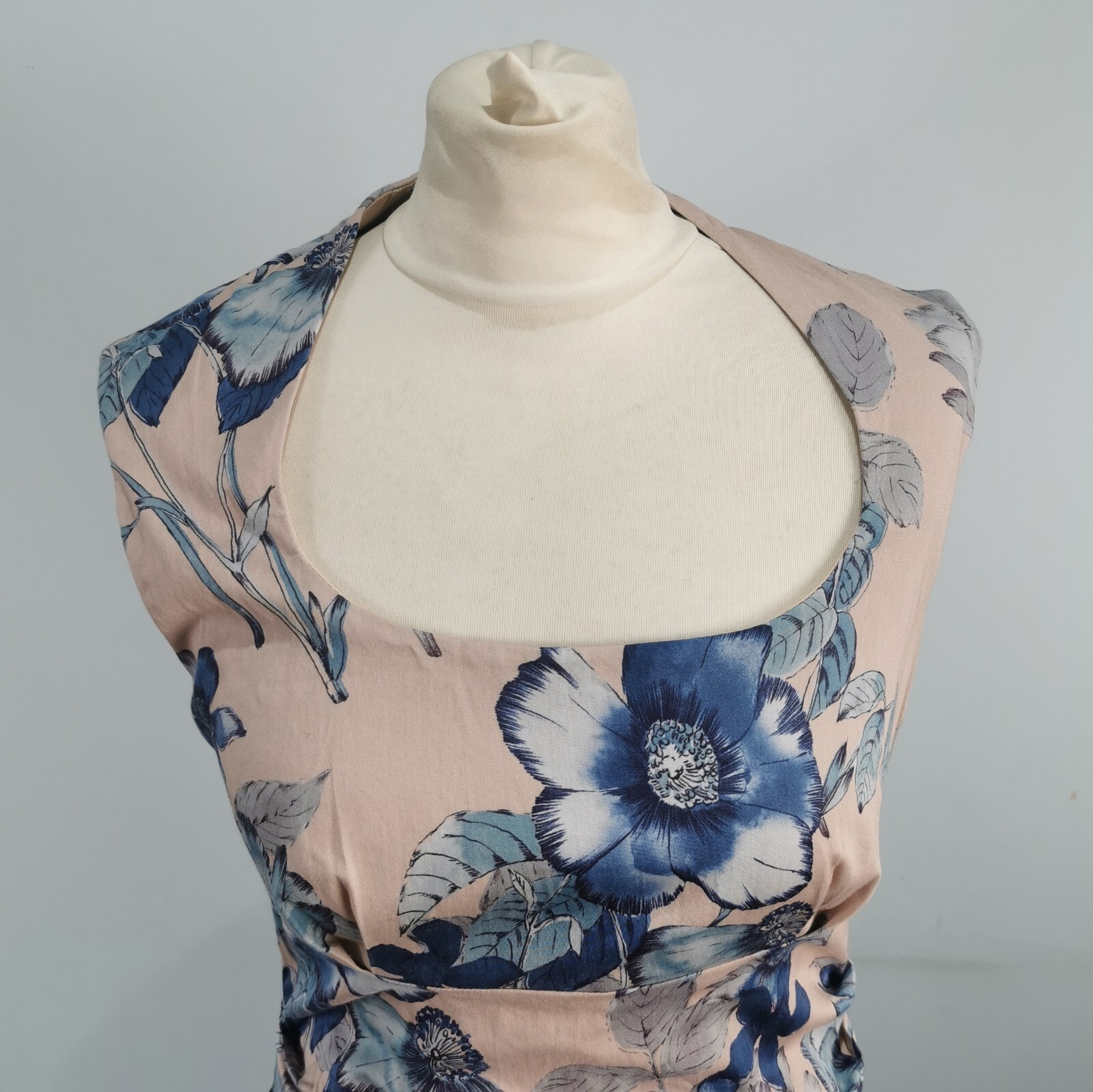PHASE EIGHT Rapunzel Ruched Fitted Floral Pink Dress Wedding Party UK 12 Fits 10