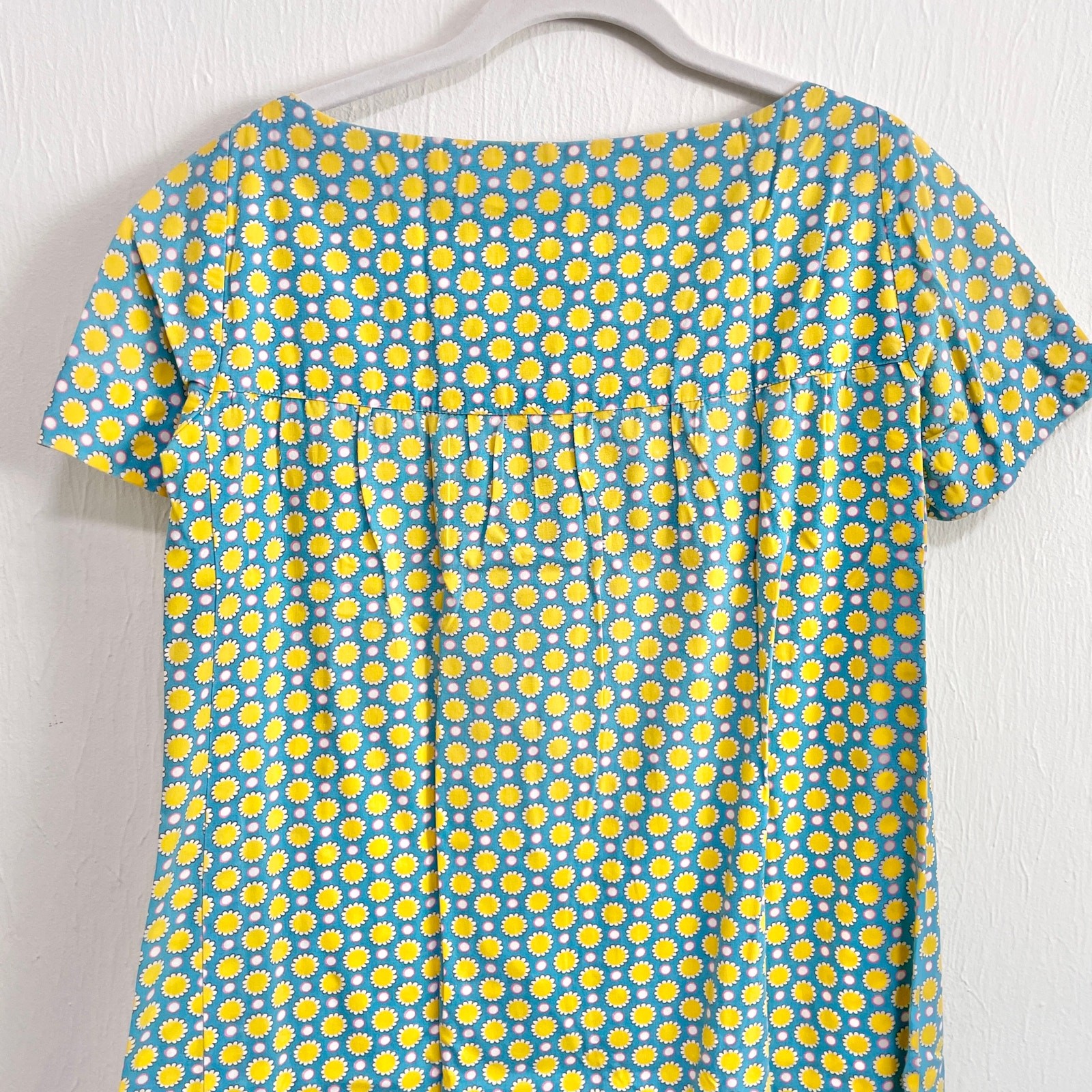 Womens 60s 70s Short Sleeve Mini Shift Dress Retro Mod Floral Twee Colorful Boxy