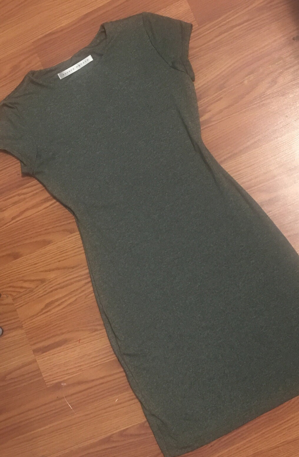 Susana Monaco Dress Gray Cap Sleeve Nylon Poly Lycra Round Neckline Size XS