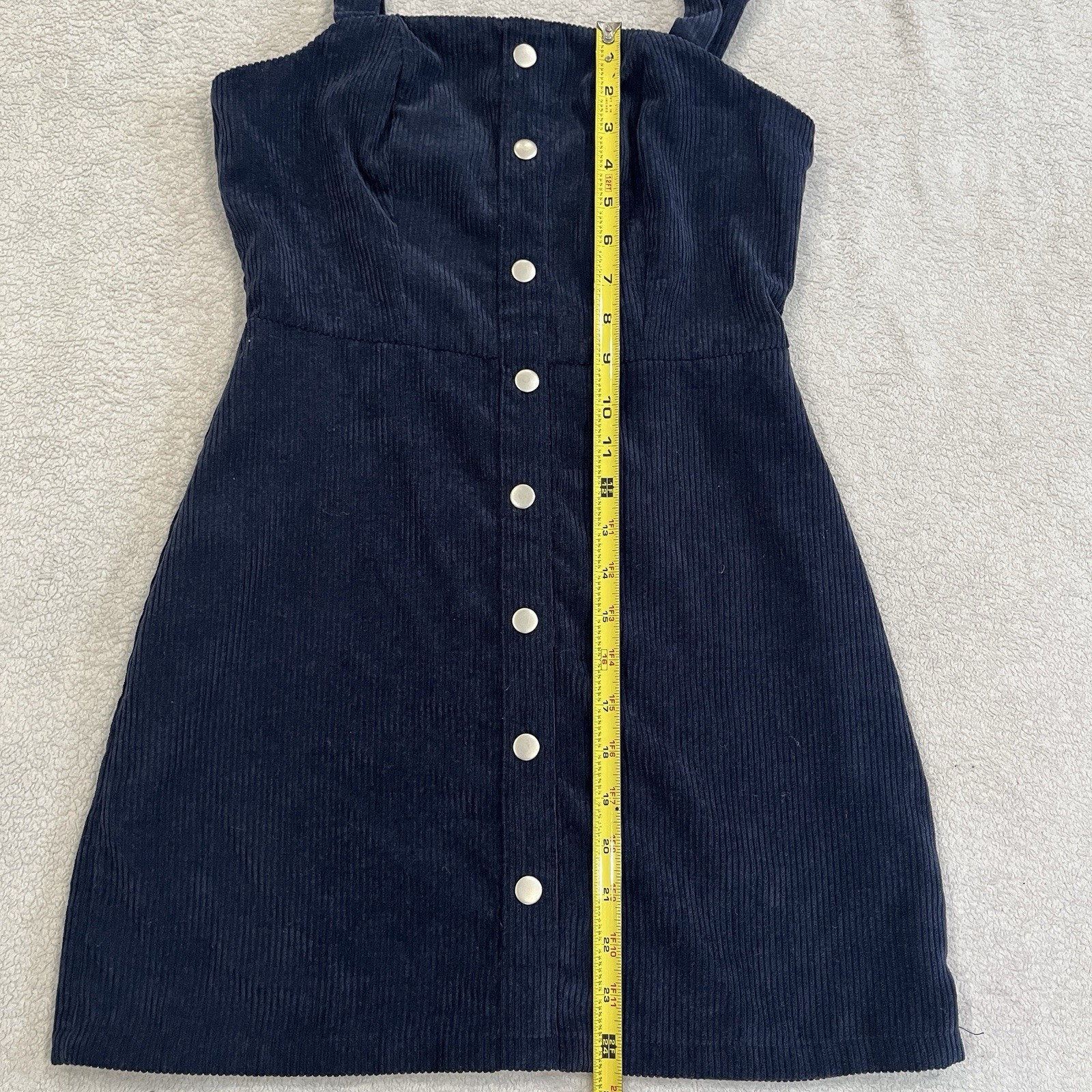 Lulus Womens XS Button Front Corduroy Mini Dress Sweet Contentment Blue Short