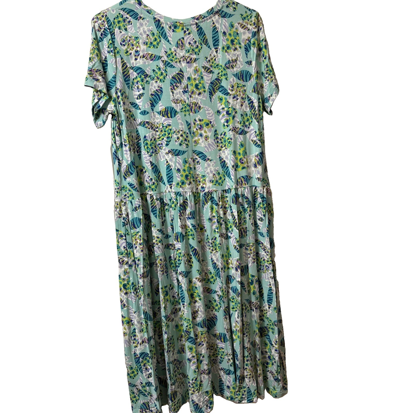 Logo by Lori Goldstein Midi Dress Mint Green Multi Size M Petite
