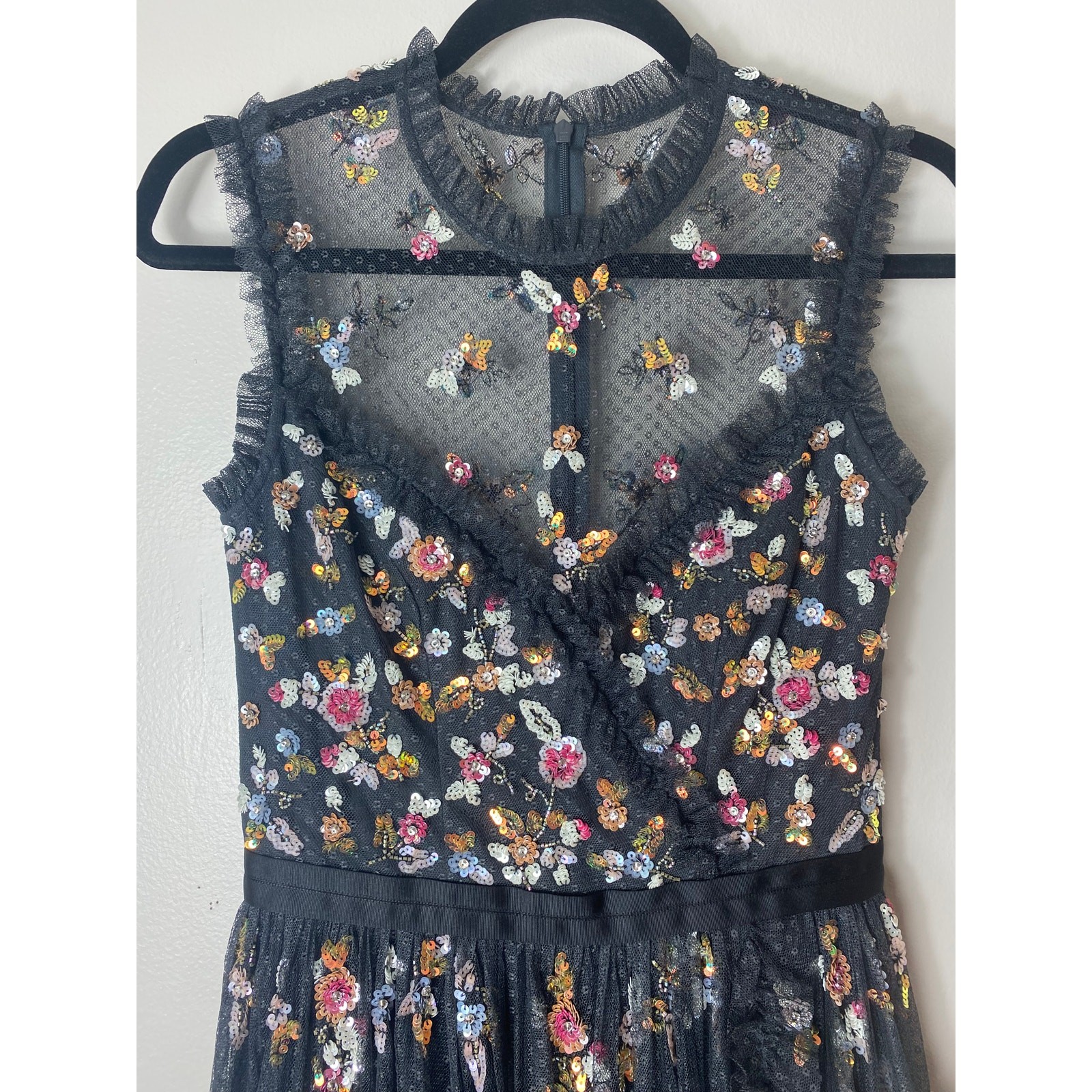 NEEDLE & THREAD DRESS 2 WEDDING GUEST MIDI SEQUIN FLORAL RUFFLE FORMAL BALLERINA