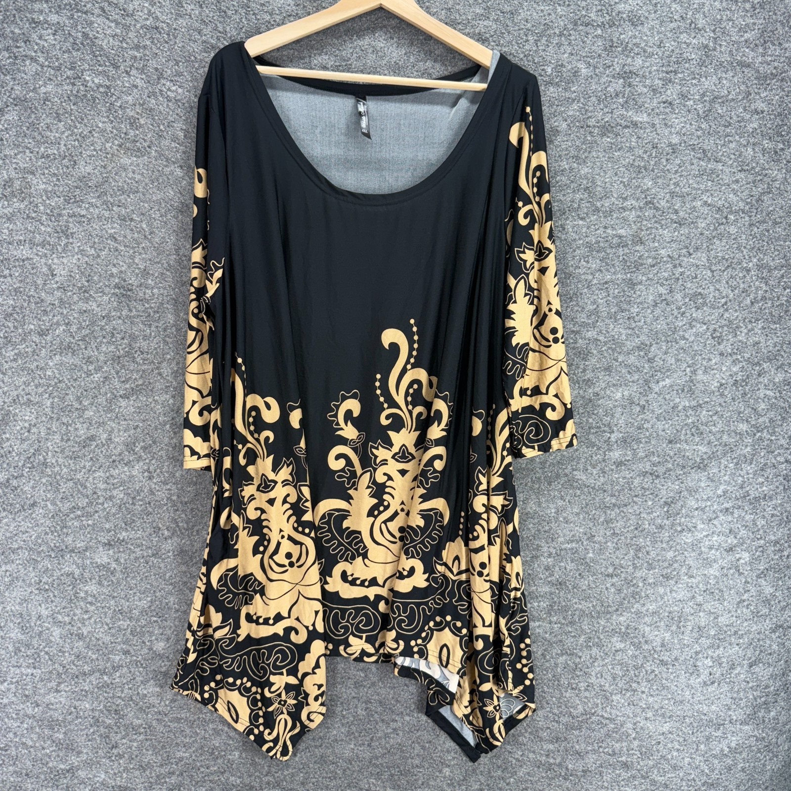 White Mark Mini Dress Women 4XL Black Geometric Short Round Neck Long Sleeve