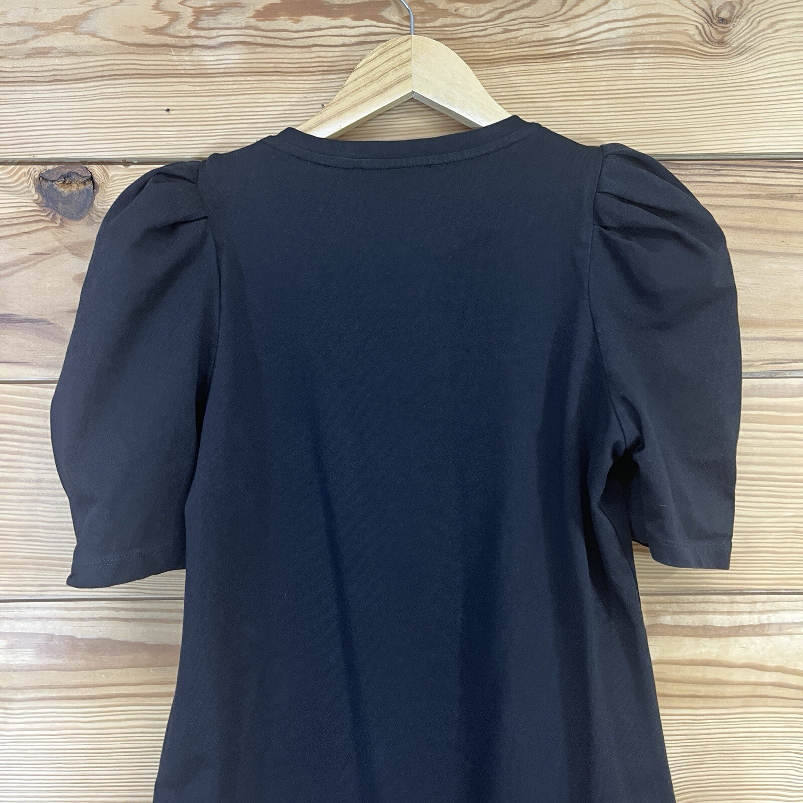 Pomander Place Dress XS Black Puffed Sleeve Shift T Shirt Stella Short B125