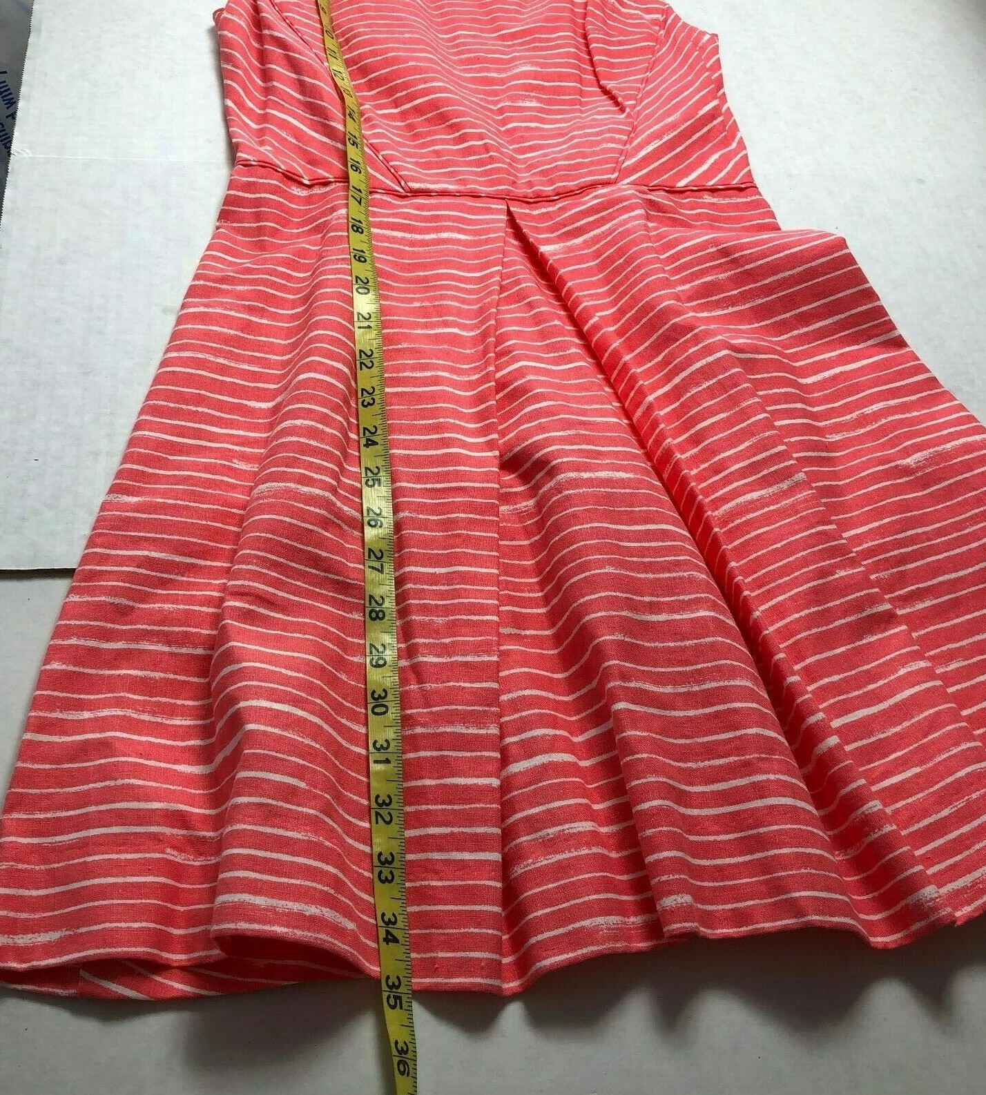 NEW Gap Womens fit & flare inverted pleat stripe dress siz 2 Sleeveless Linen EK