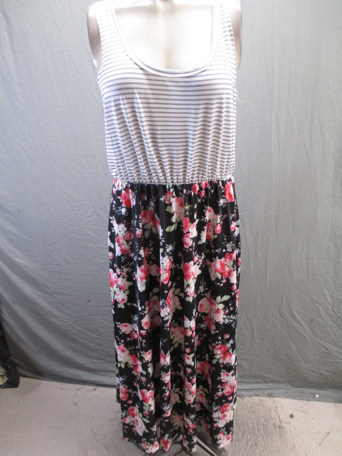Unbranded Size L Women Multicolor Floral Cotton Blend Sleeveless Comfy Dress 431