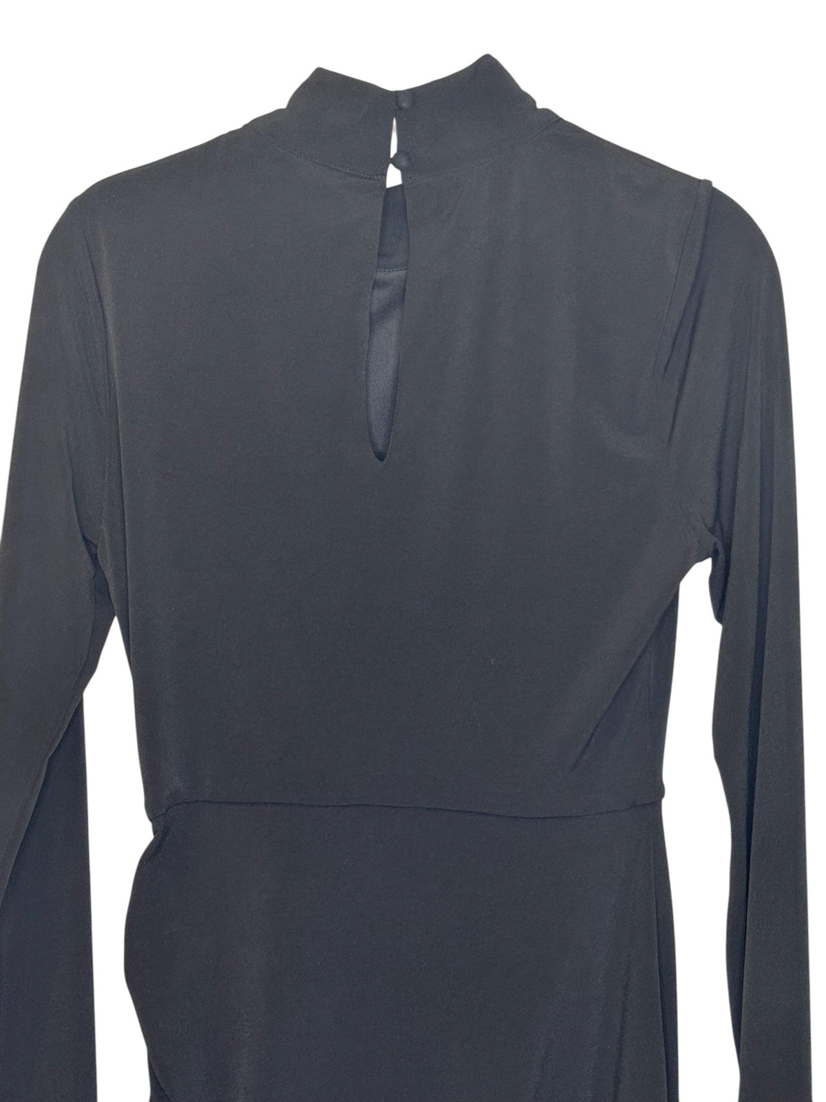 Privacy Please Page Mini Dress Medium Black Ruched Mock Neck Long Sleeve