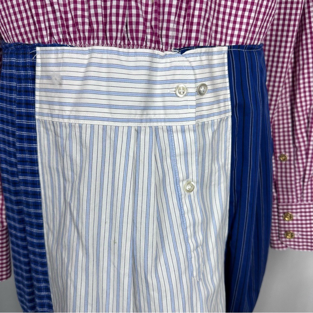 Goddess Rags Artist Made Upcycled Shirtdress Sz M Gingham Patchwork Textile
