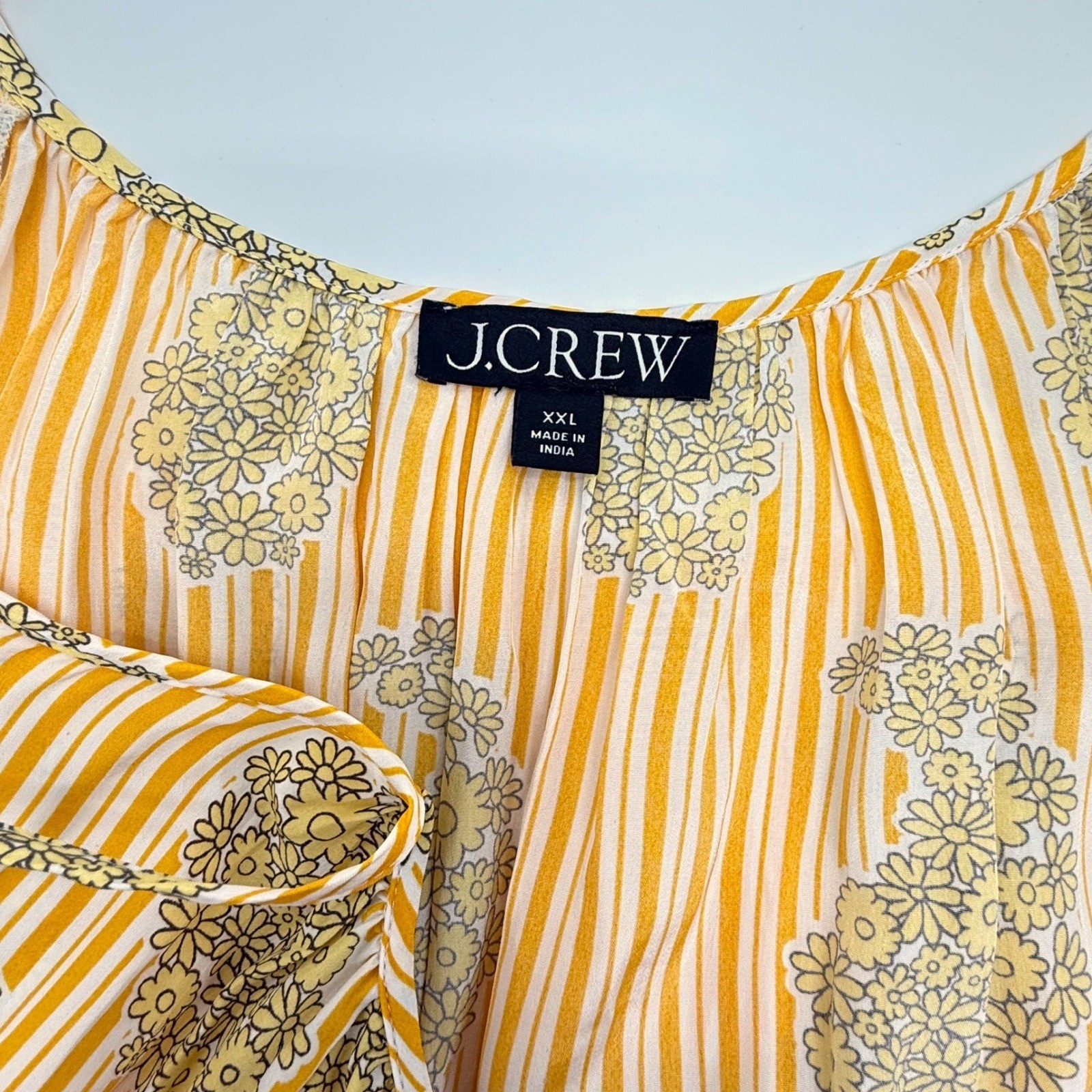 J.Crew Yellow Striped Floral Paisley Backless Maxi Dress Beaded Belt XXL Womens