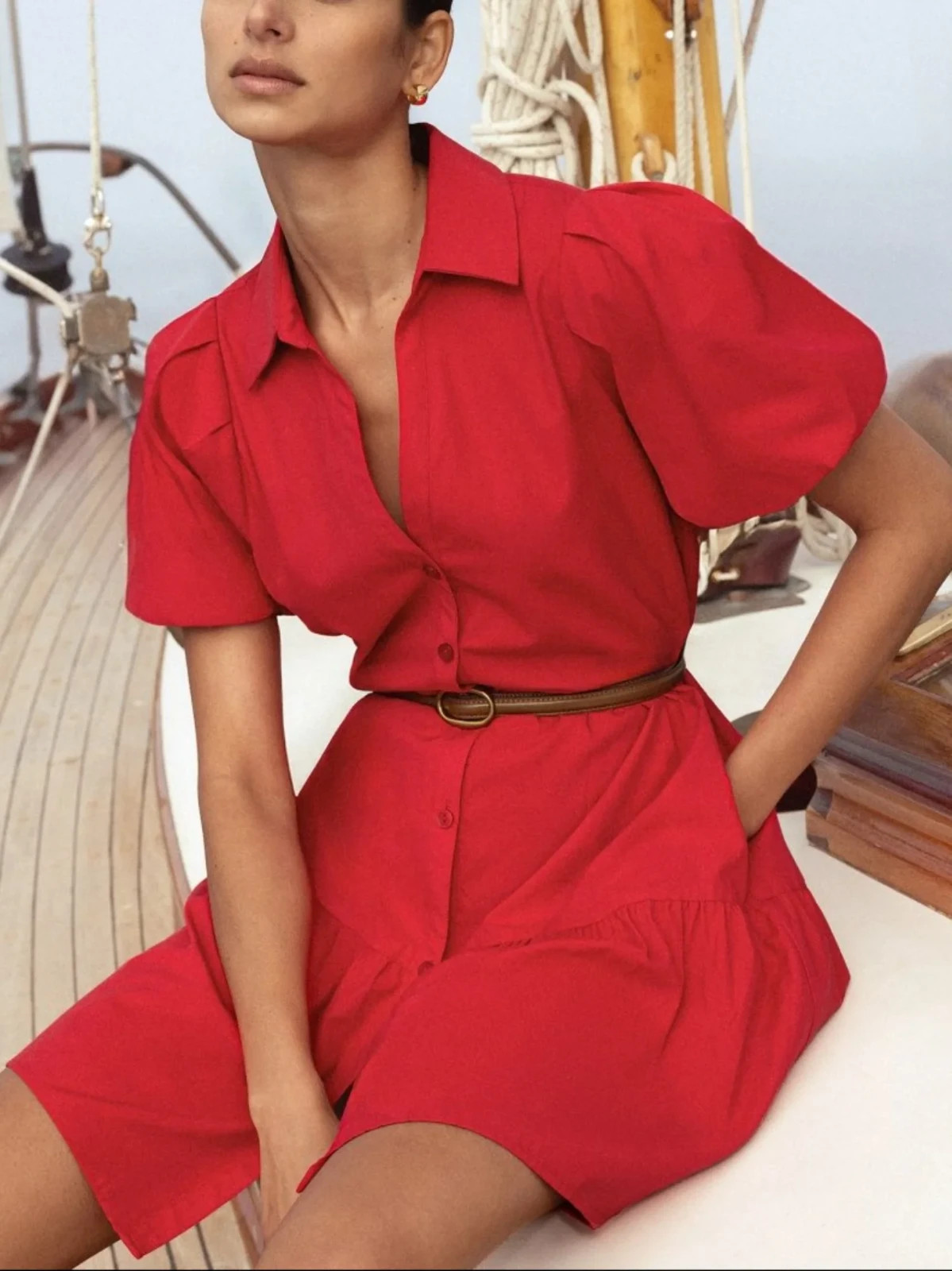 Brochu Walker $348 Havana Dress in Premium Touch Fabric Carmine Red Size S