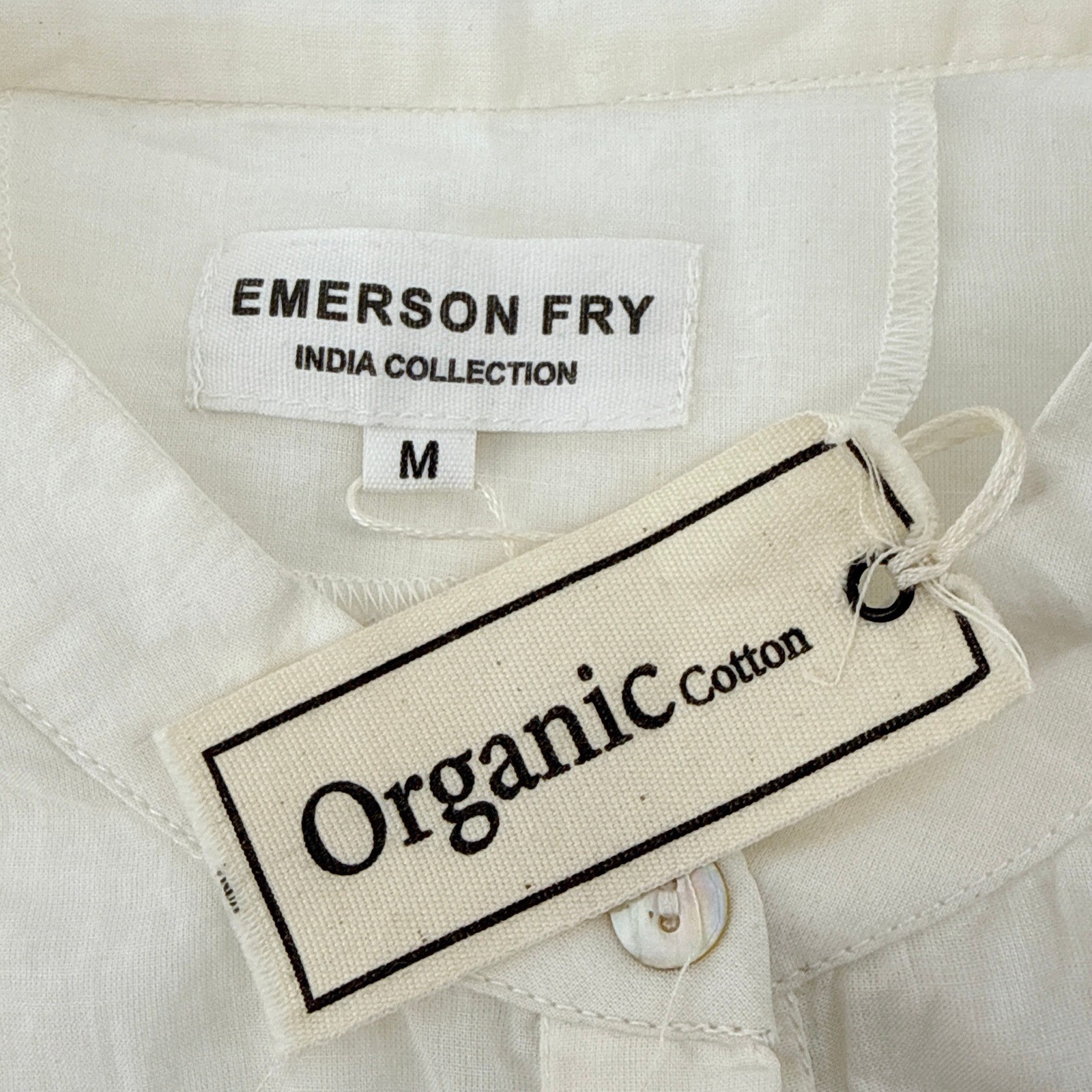 Emerson Fry India Collection Organic Cotton Pom Pom Tunic Dress White Medium NWT