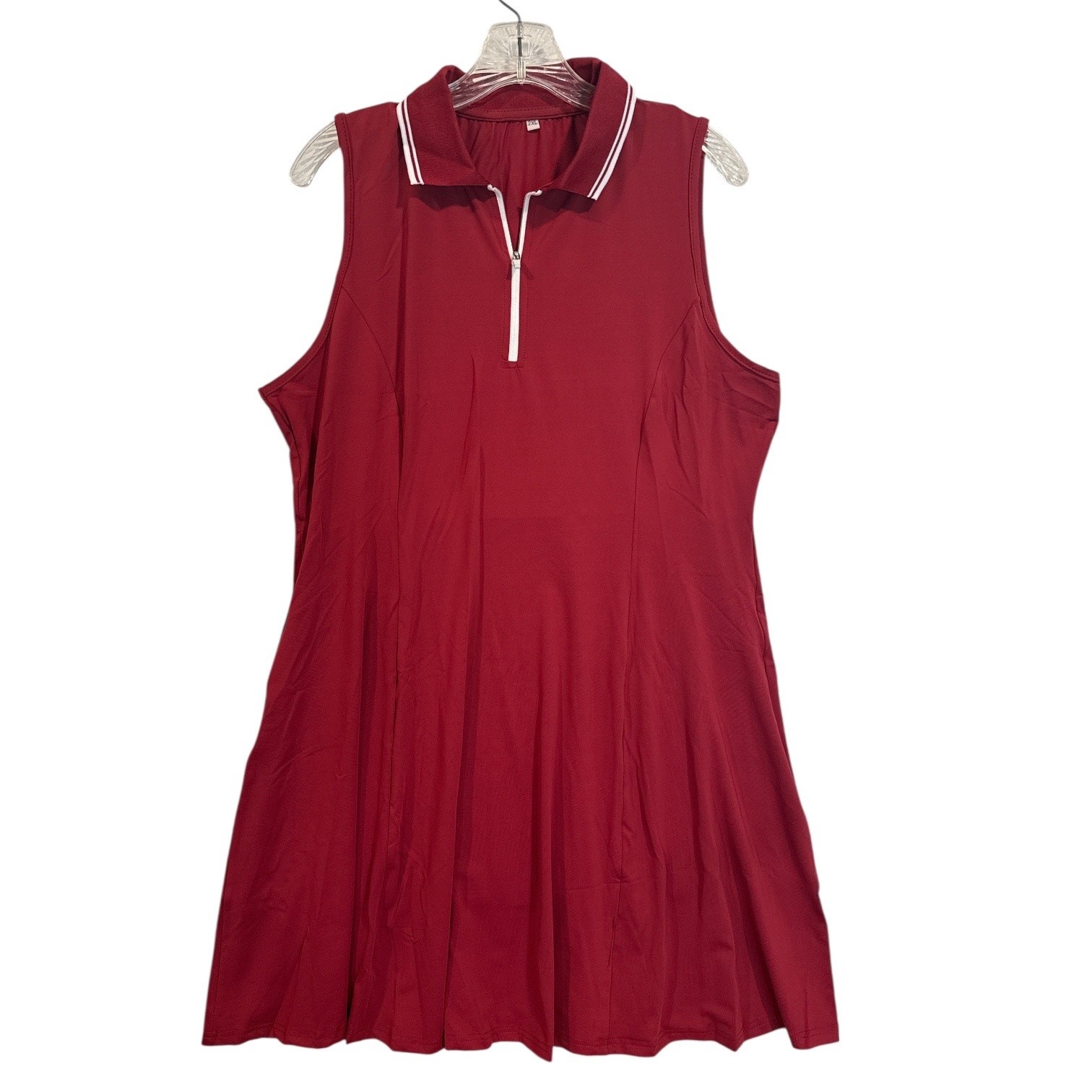 Women’s Tennis Golf Dress 2XL Burgundy Athletic Zipper with Shorts NEW FKEEP