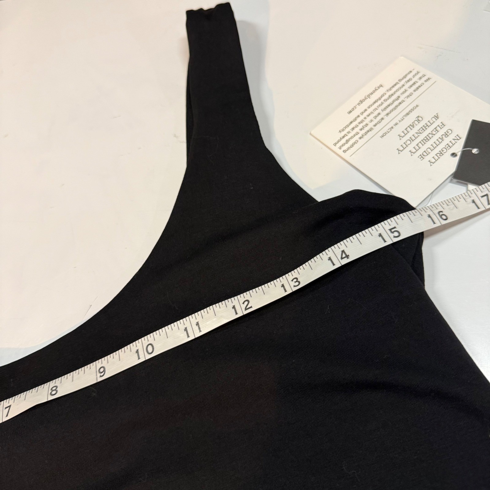 Beyond Yoga Black Scoop Neck Wrap Midi Dress NWT Sz Med Minimalist Travel Boho