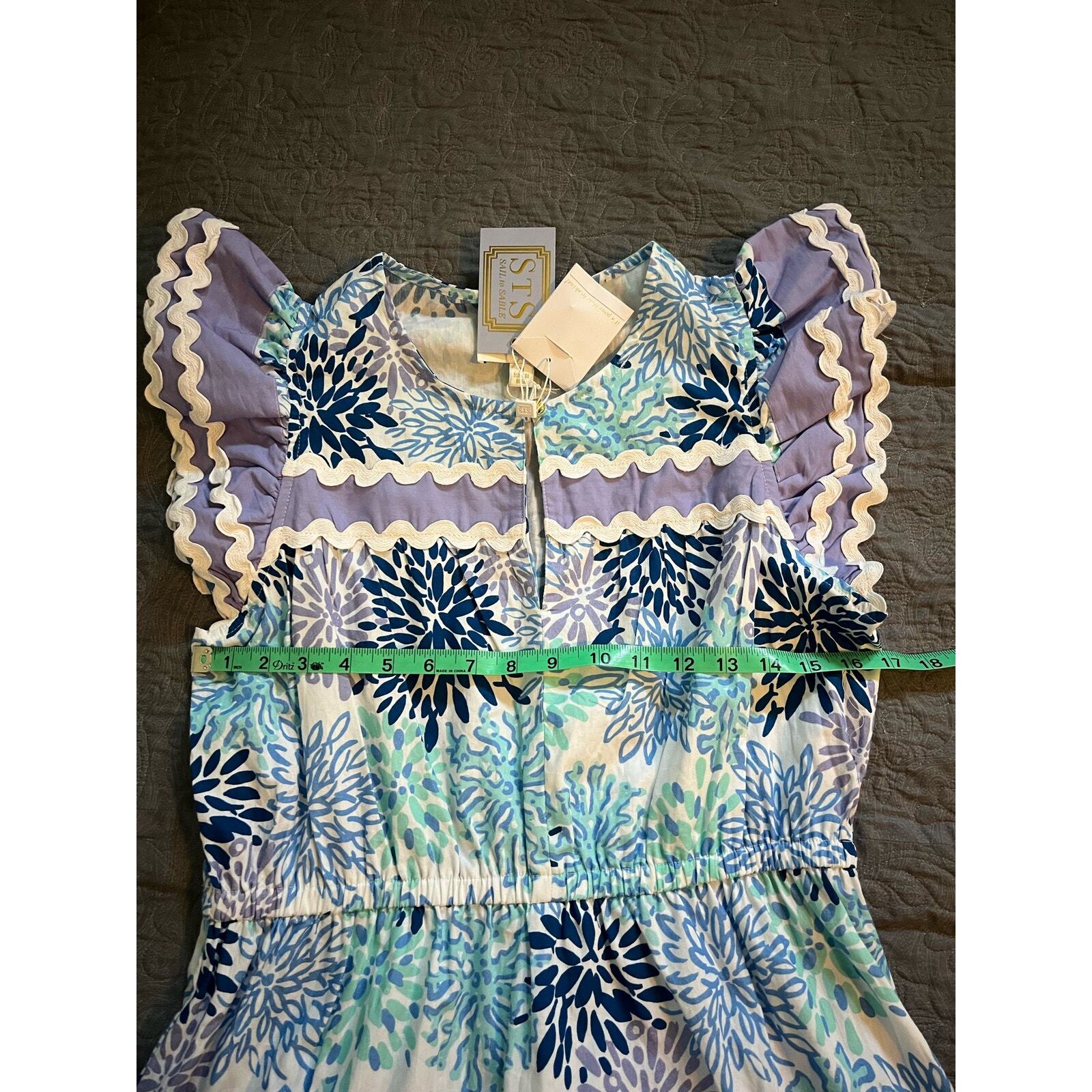 sail to sable bloom print flutter sleeve midi dress size medium NWT