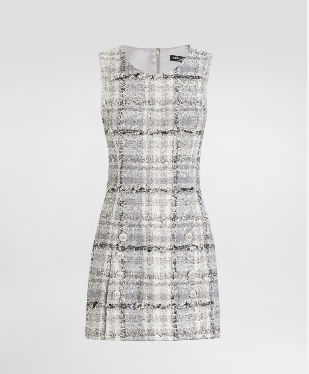 Current Season Dolce & Gabbana Raschel Tweed A-line Dress W/ D&G Buttons Sz 36