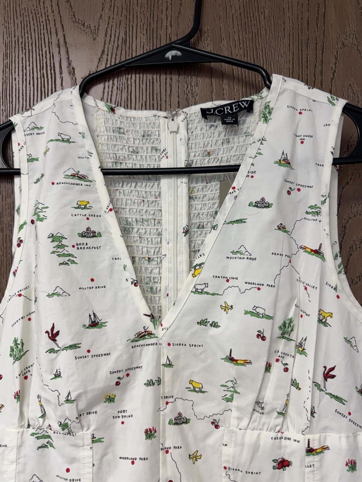 J CREW SIZE 2P V-neck dress in Map Print CT664