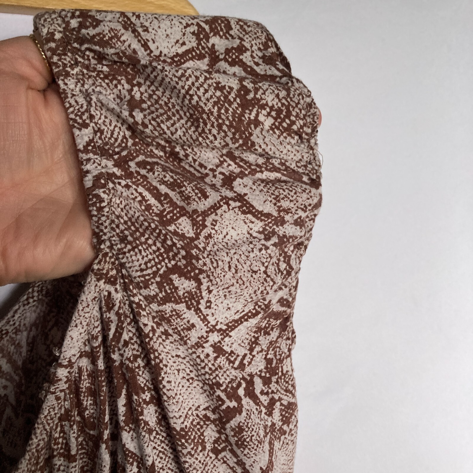 Angie Snake Snakeskin Print Button Front Off Shoulder Mini Dress Womens L Brown