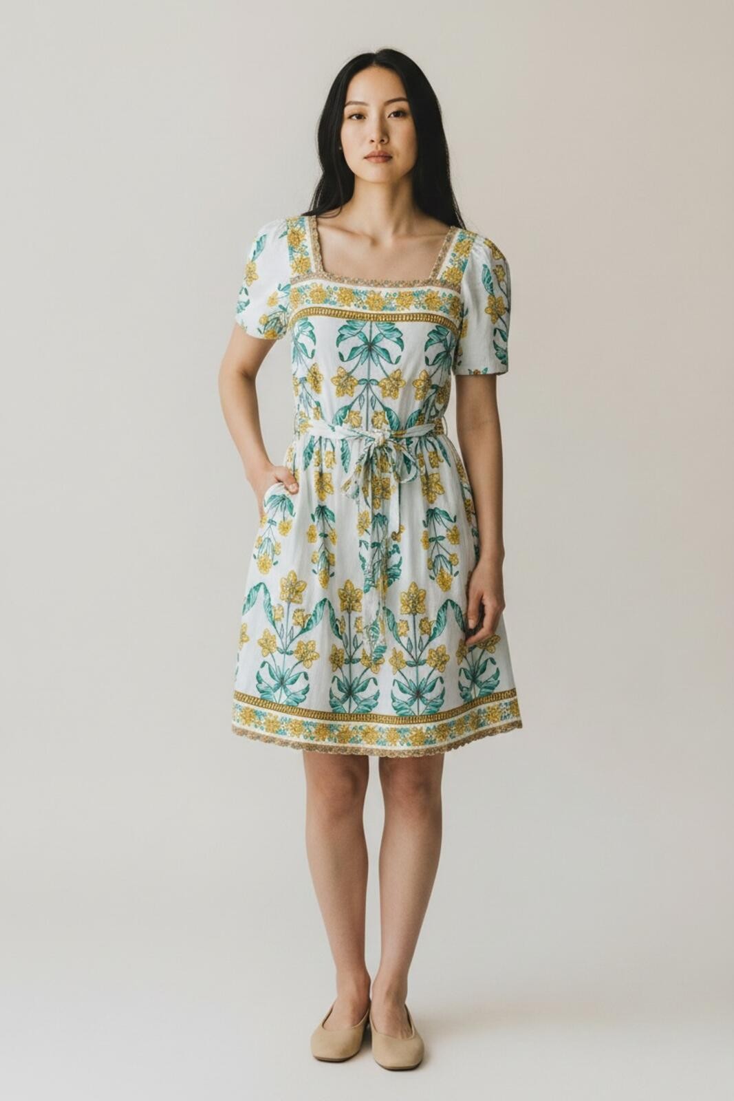 Draper James RSVP Women’s Floral Puff Sleeve Tie Waist Dress Size S [COPY]