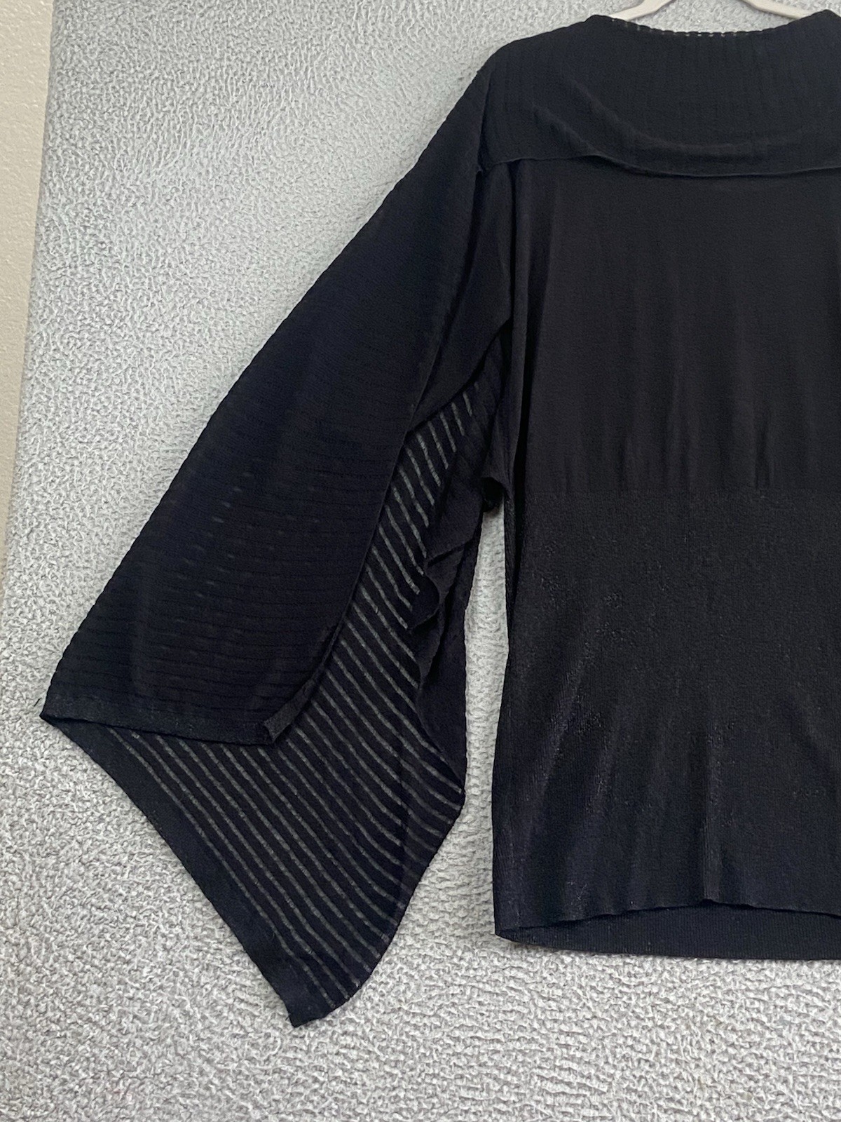 Anne Fontaine Black Knit Butterfly Sleeve Metallic Bodycon Mini Dress 44 Aiko