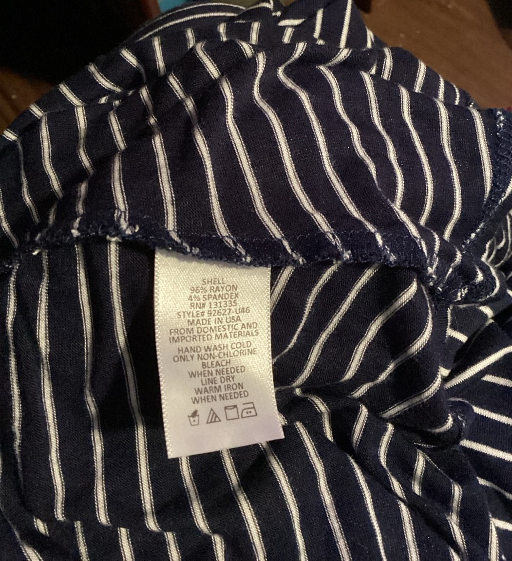 Socialite Navy White Striped Flutter Sleeve Shift Dress Made in USA