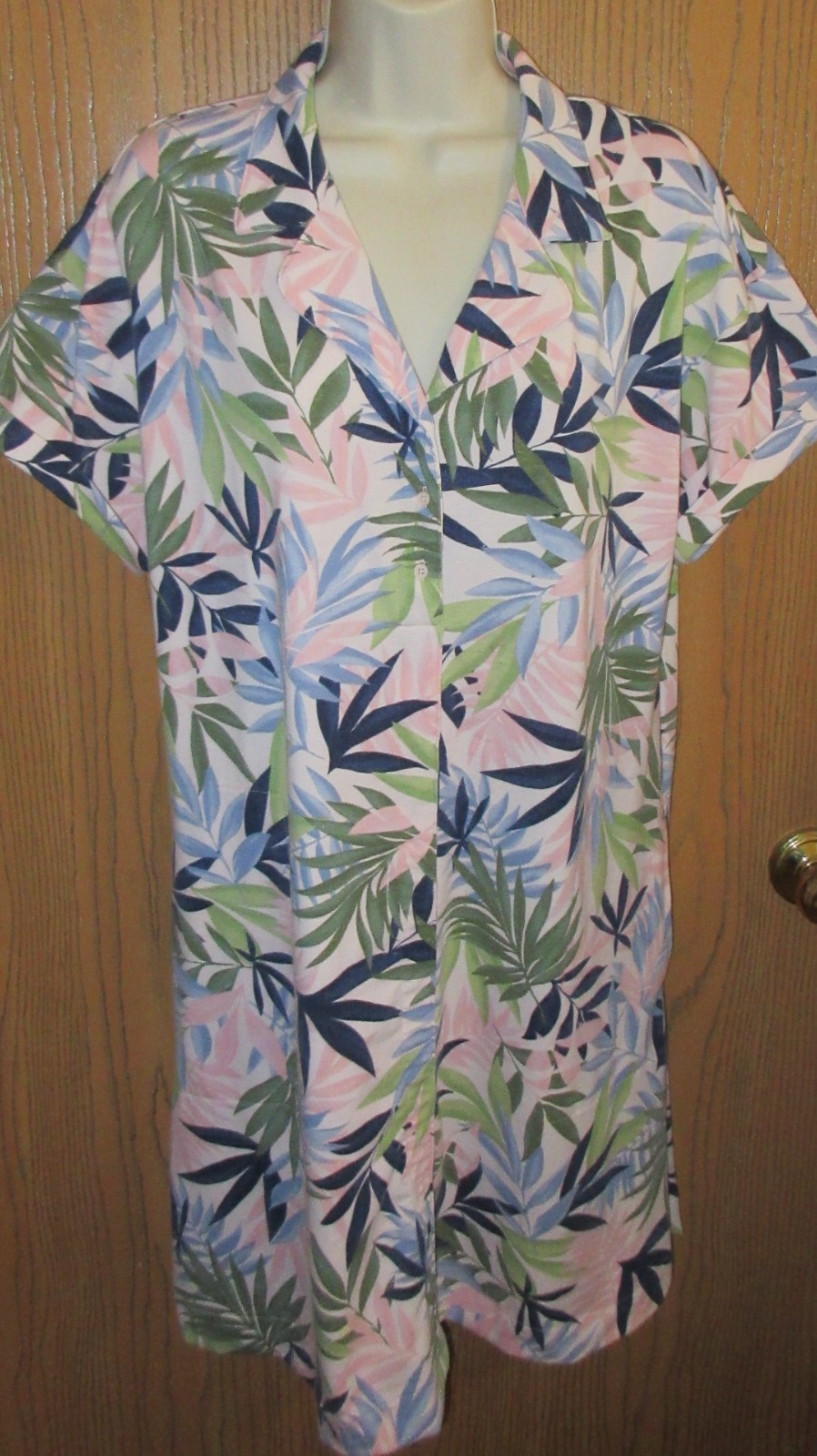 UNCOVER tropical floral poly spandex knit relaxation lounge dress sz Medium
