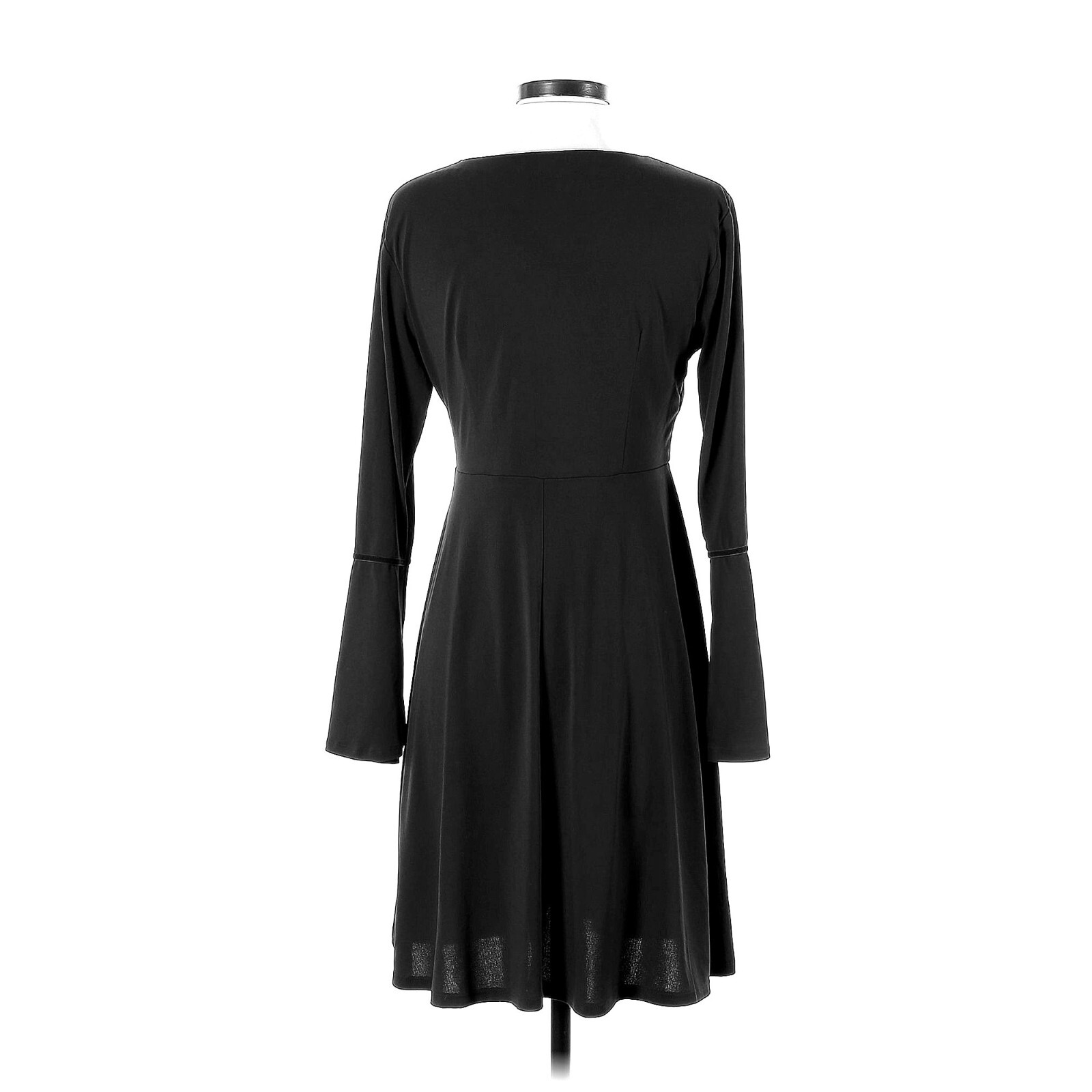 Size 14 Black Criss-Cross Bell Sleeve Skater Dress Day/Evening All-Season Party