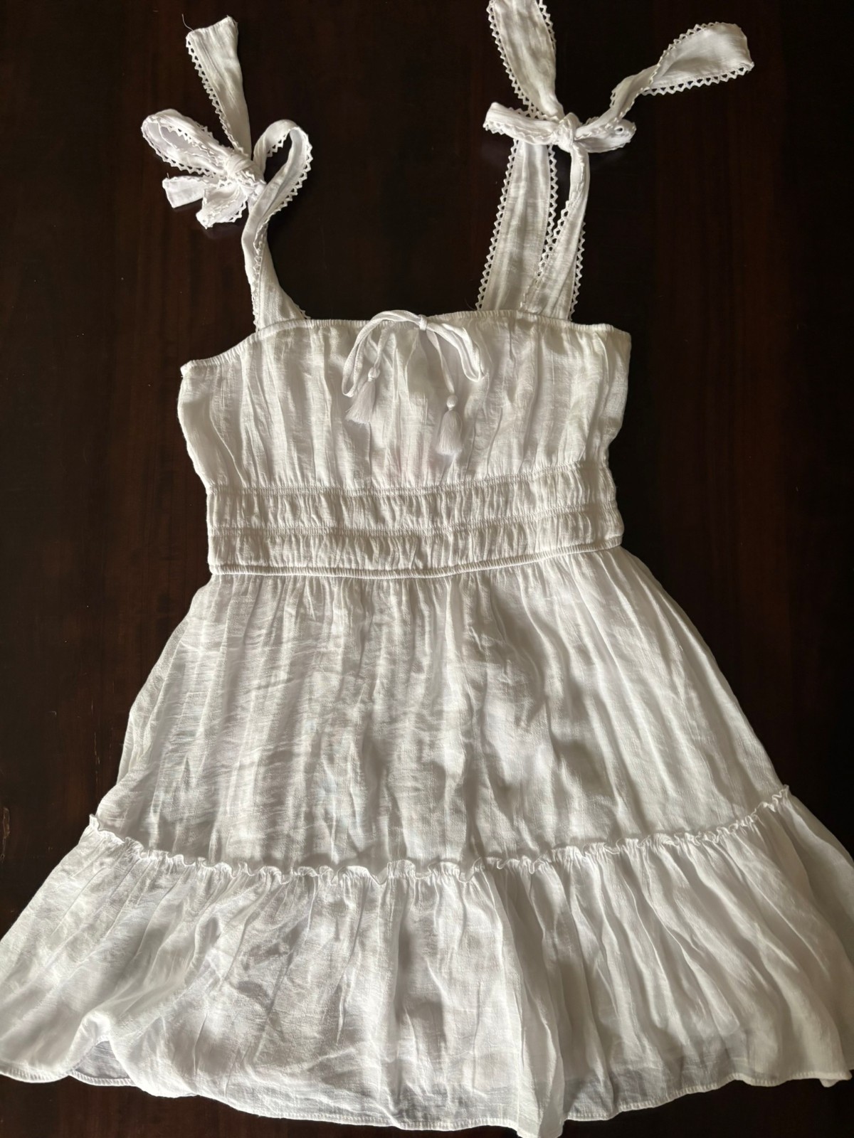 Trixxi White Tie-Shoulder cotton sundress