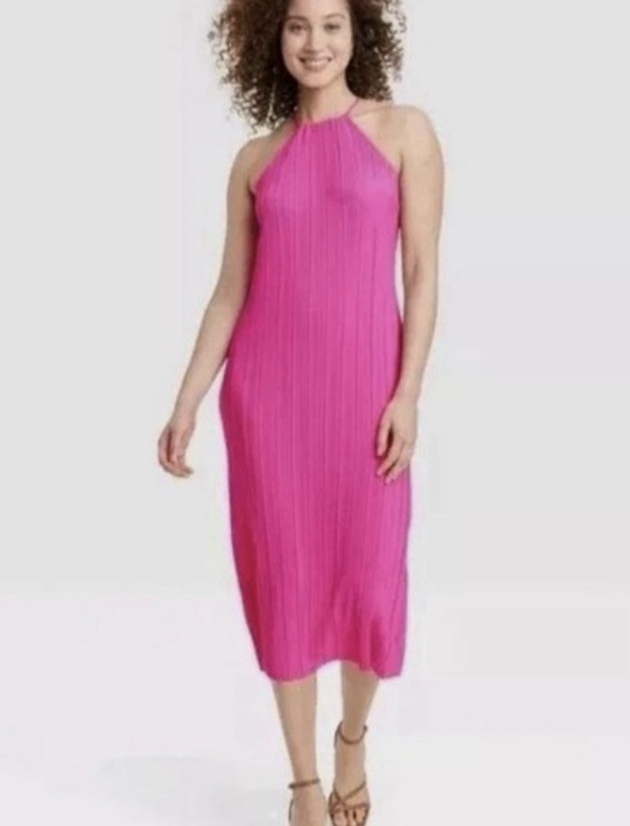 Women’s Halter Midi Dress – A New Day Pink S
