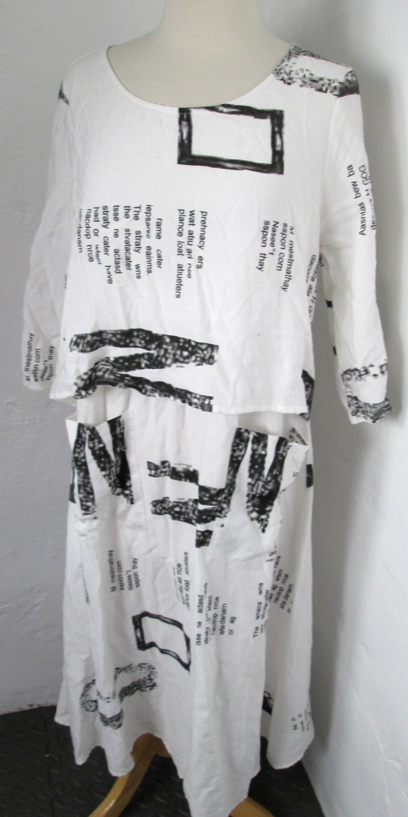 Vintage Concept Womens Midi Dress Size M Medium Newspaper Pop Art Print Pockets