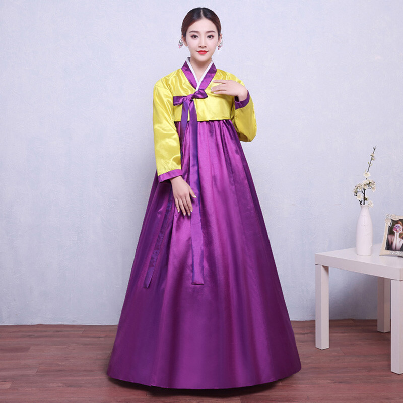 Ladies Hanbok Dress Long Sleeve Korean Traditional Costume Dance Cosplay