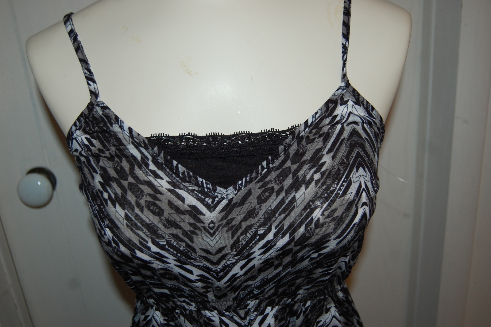 Womens Dress BLACK WHITE GRAY Sleeveless TRIBAL Abstract S 4-6 M 8-10 L 12-14 XL