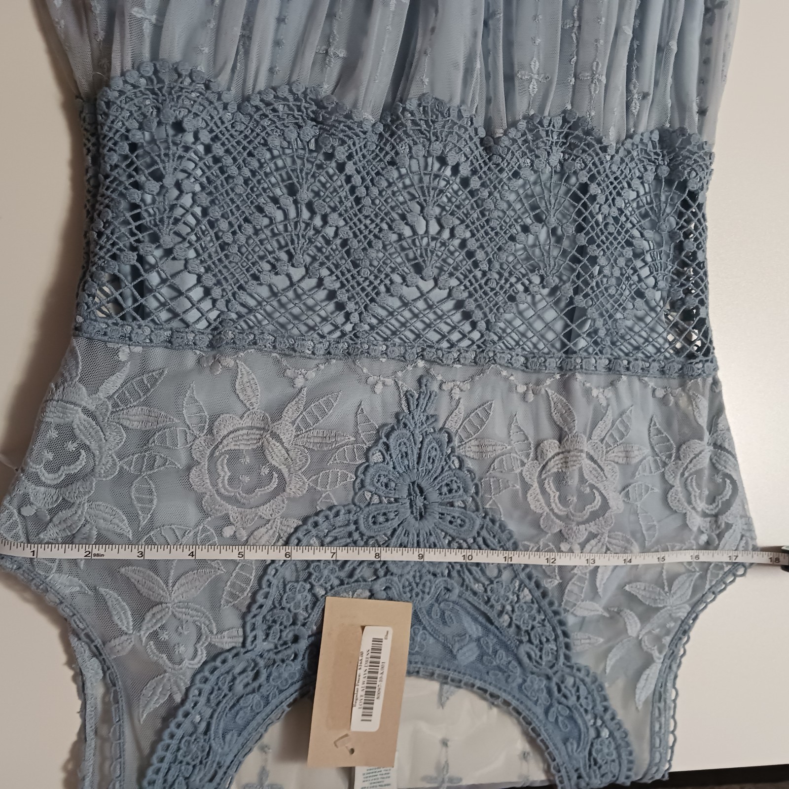 Sundance love always lace embroidered dress size 10 dusty blue