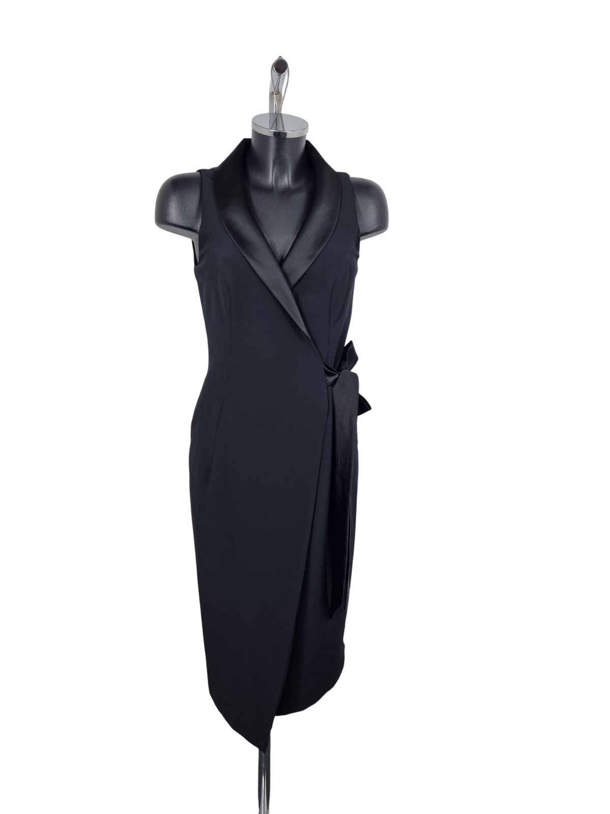 Genese London Tuxedo Black Wrap Dress Polyester Lycra Size 10