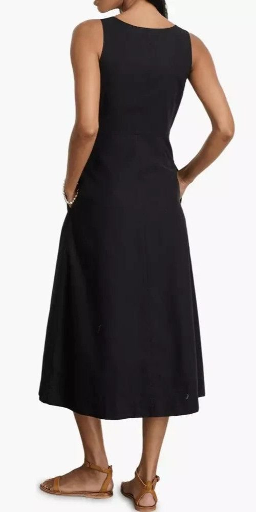 Alex Mill Piper Square Neck Cotton Blend Midi Dress in Rich Black Size L – NWT
