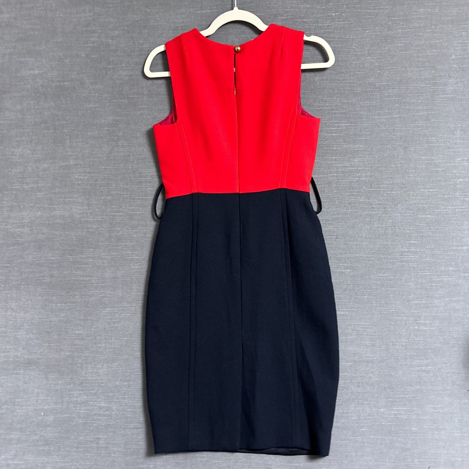 Milly Dress 2 Red Navy Career Office Work Sheath Pencil Color Block Sleeveless