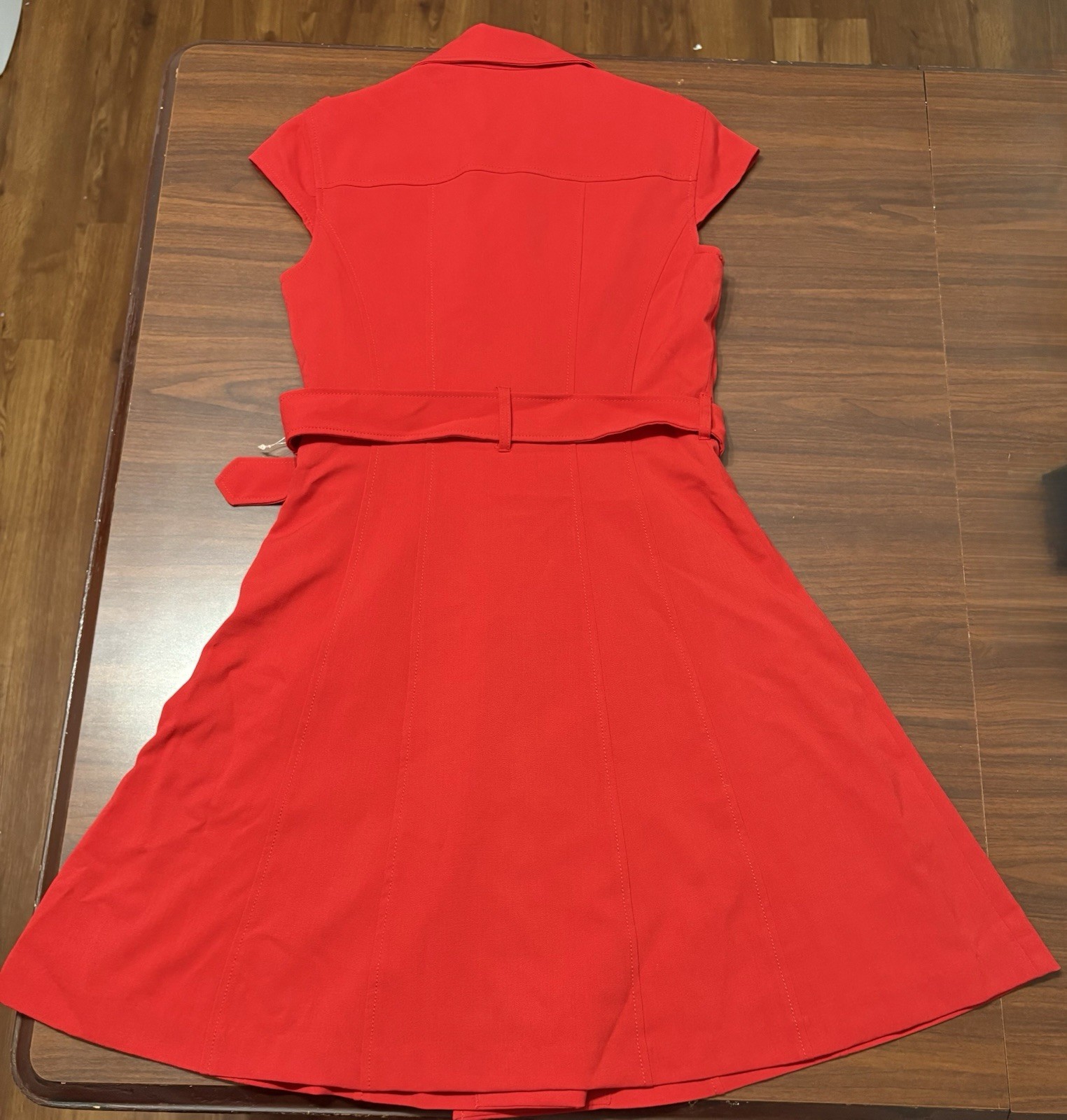 Calvin Klein Red Double Breasted Trench Dress with Belt Size S