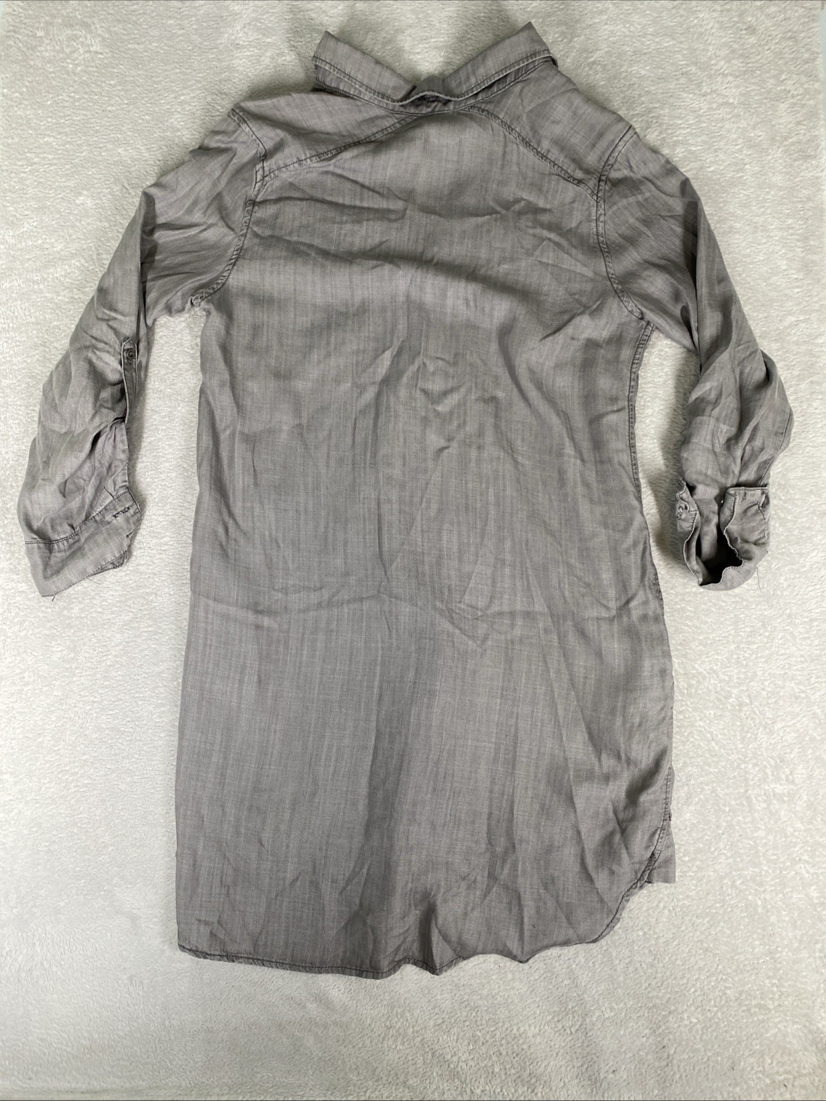 Philosophy 100% Tencel Roll Tab Long Sleeve Shirt Dress Women’s Medium Gray