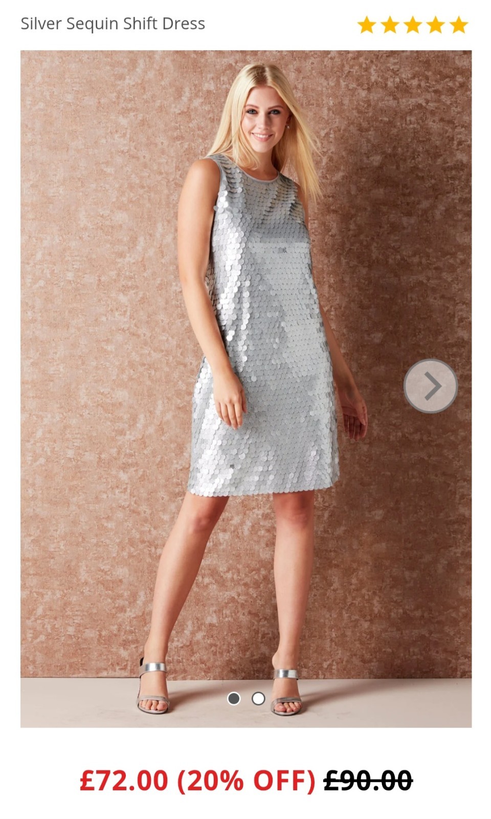 Roman Silver Sequin Shift Party Christmas Dress Size 10 UK Brand New With Tags