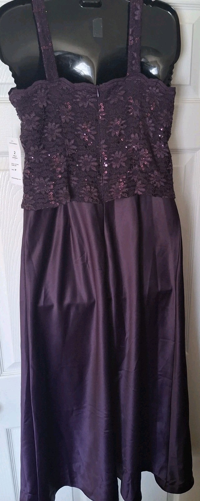 Alex Evenings Gown Eggplant Purple Embroidered Lace Size 6P Mother Of Bride