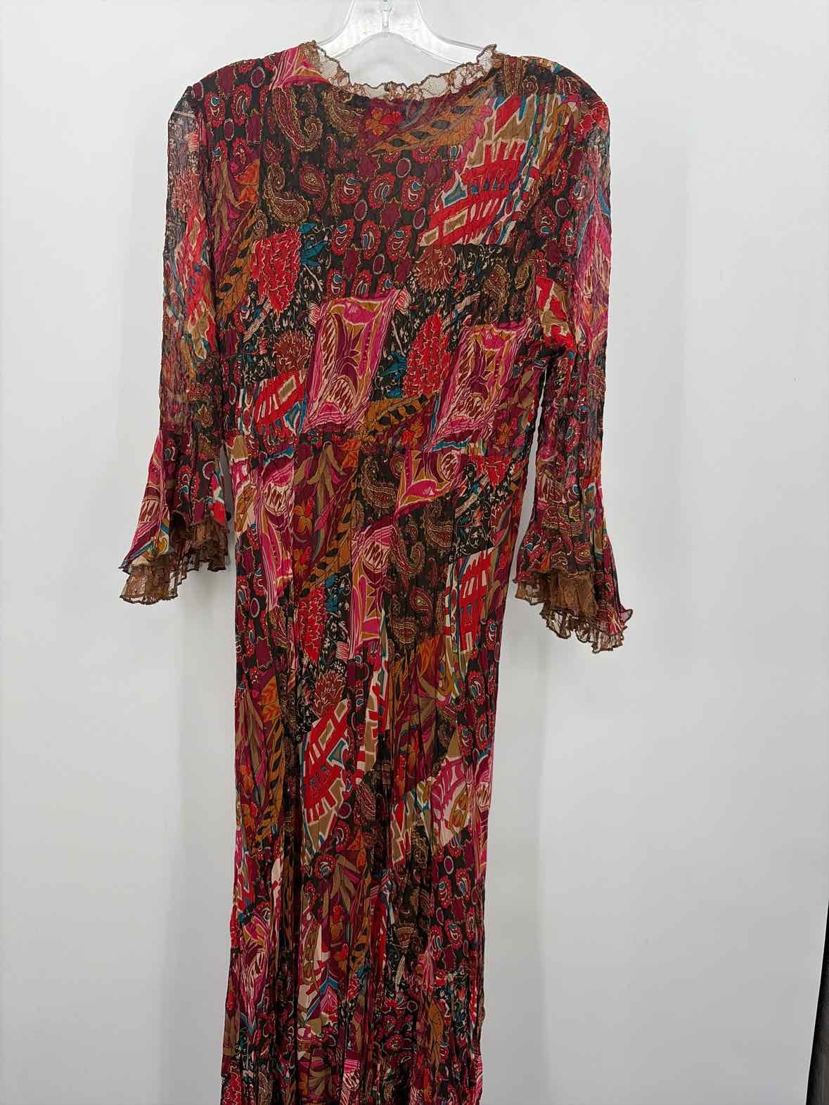 Pre-Owned Alberto Makali Pink Size Large Maxi Long Sleeve Dress